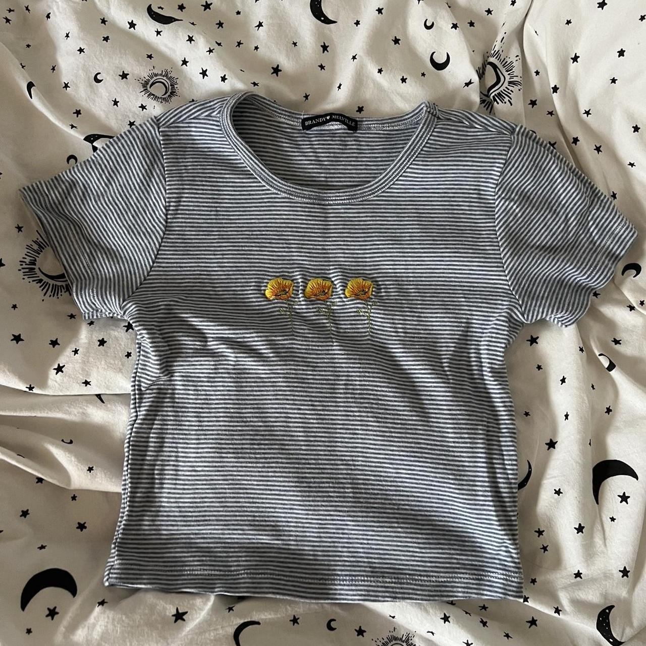 Cutest brandy Melville baby tee with sunflowers one... Depop