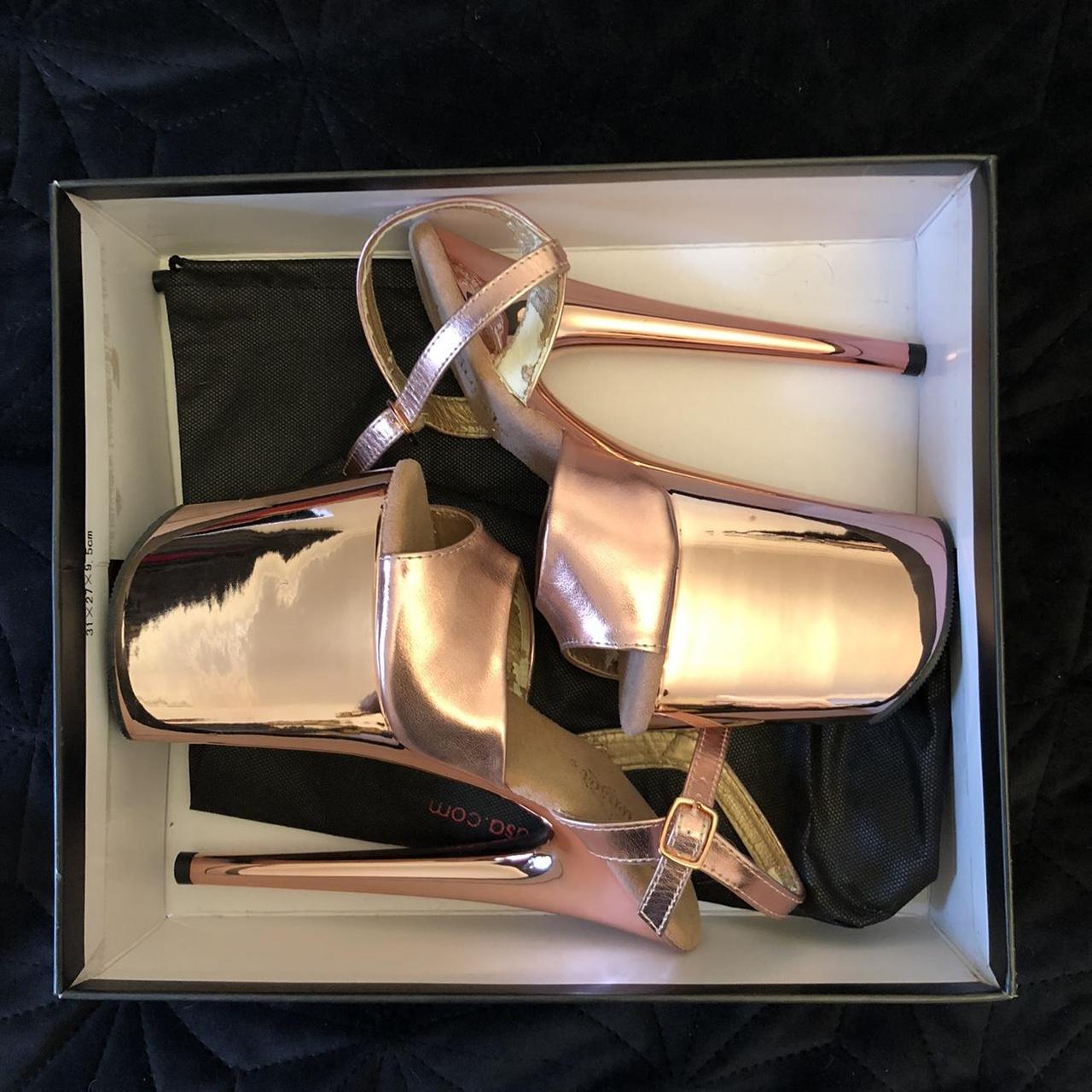 Pleaser Flamingo 8” rose gold heels - size 5 au (UK... - Depop