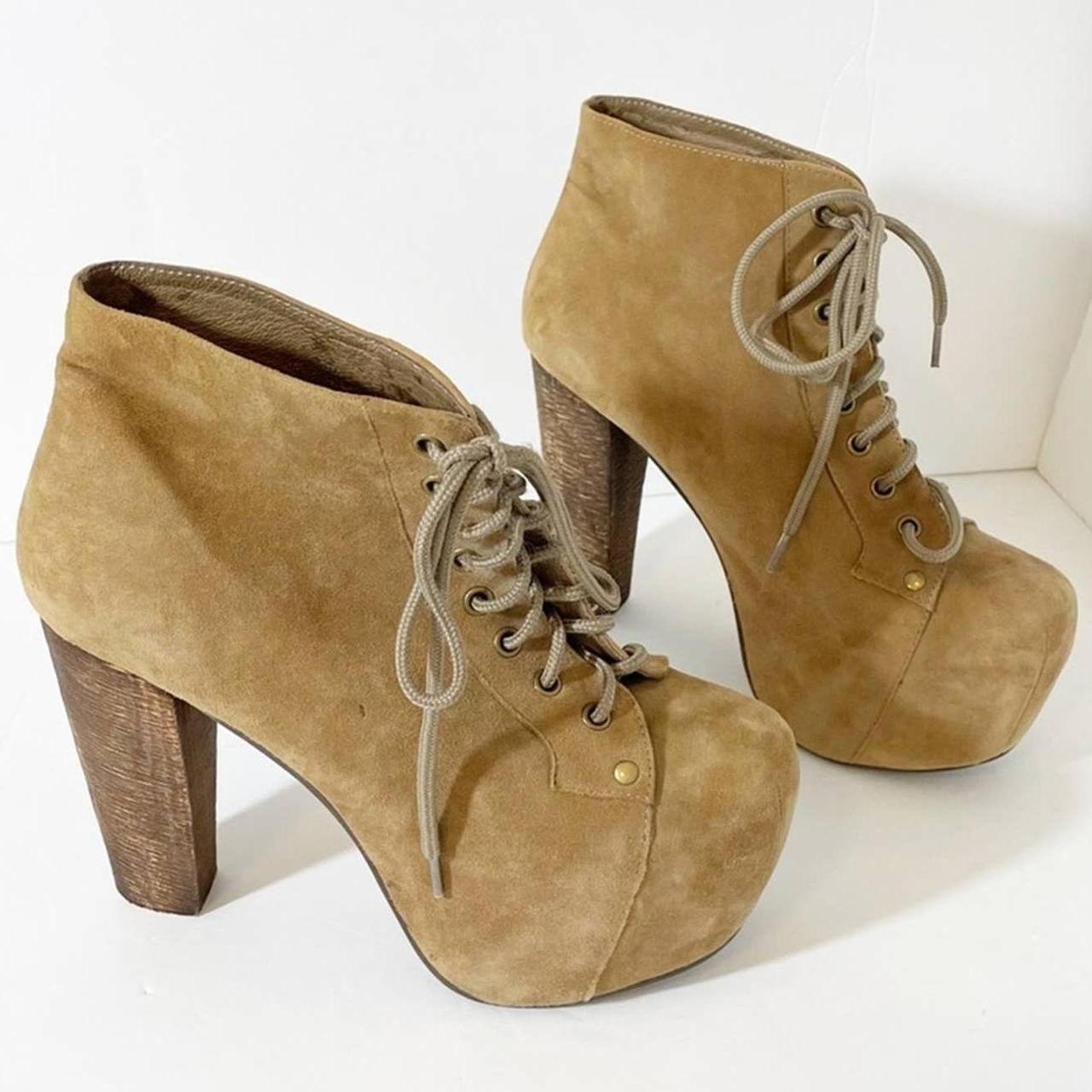 Jeffrey Campbell Tan Suede Platform Lace Up High... - Depop