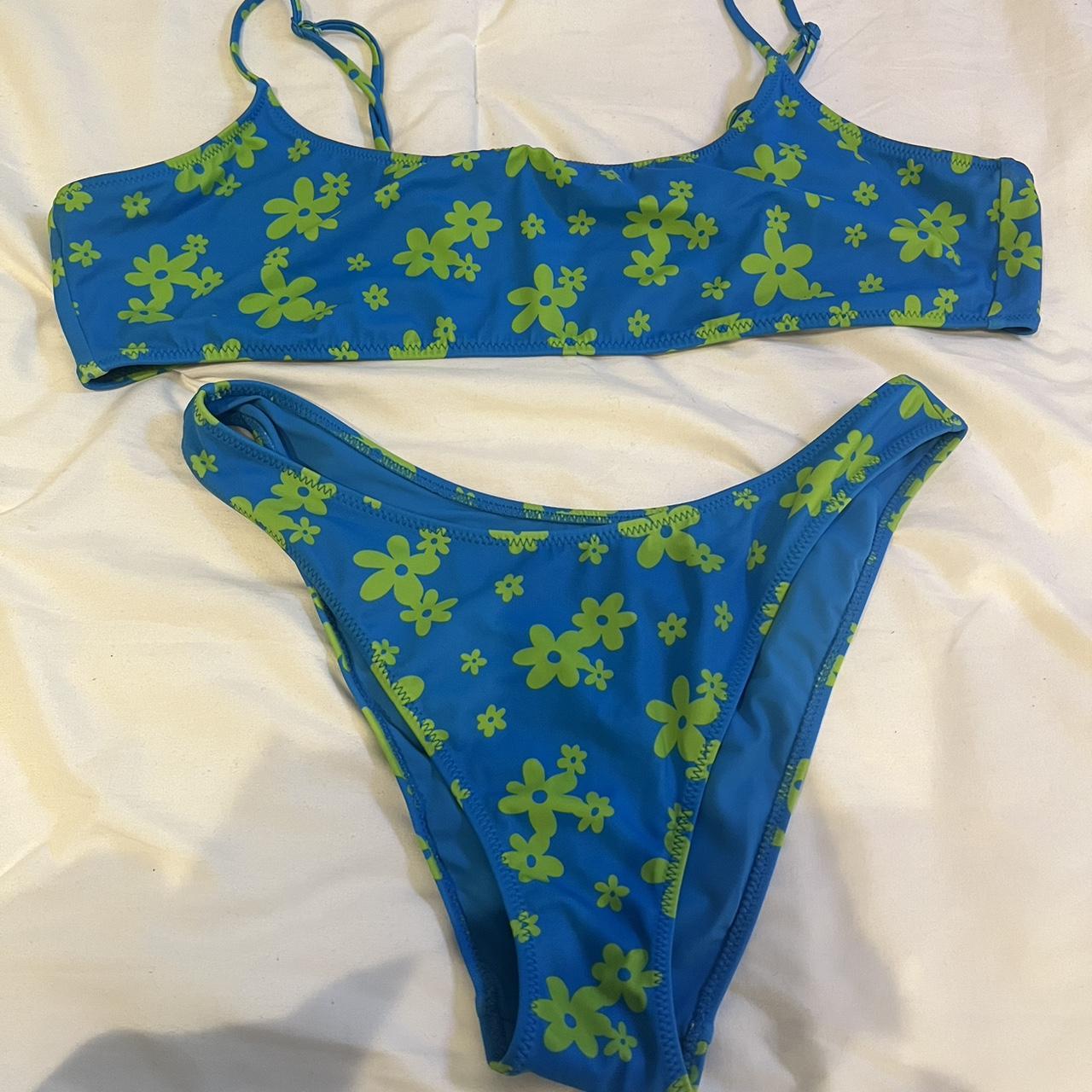 PacSun Women's Green and Blue Swimsuit-one-piece | Depop