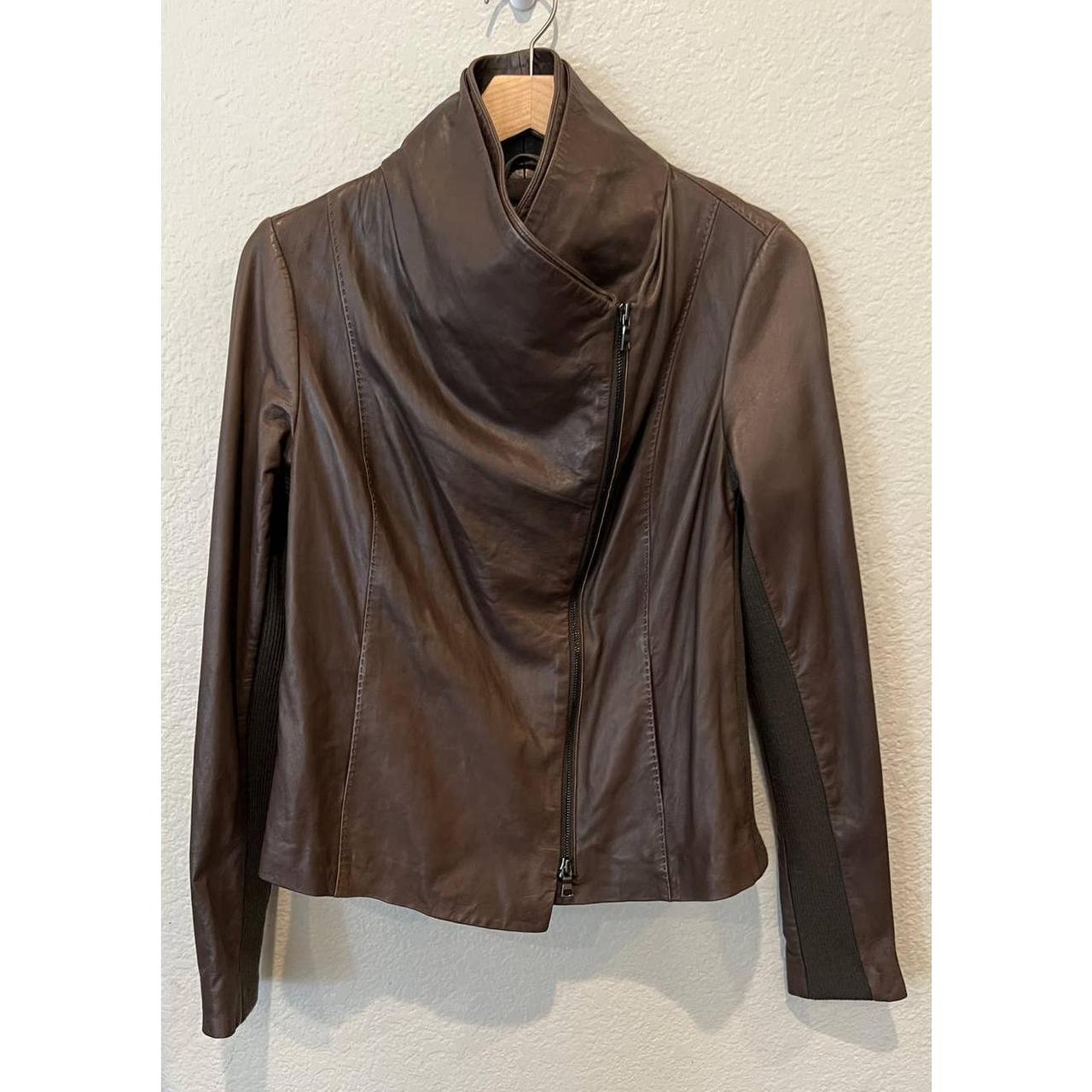 Vince Leather Scuba Jacket (L), If between sizes,...