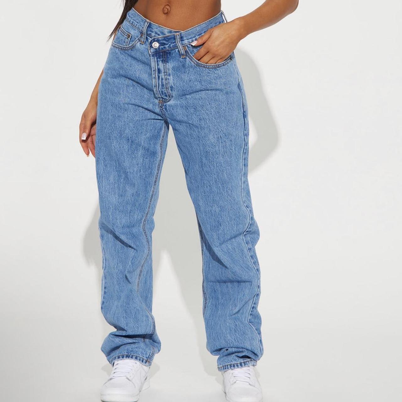 Fashion Nova cross over jeans so cute, selling... Depop