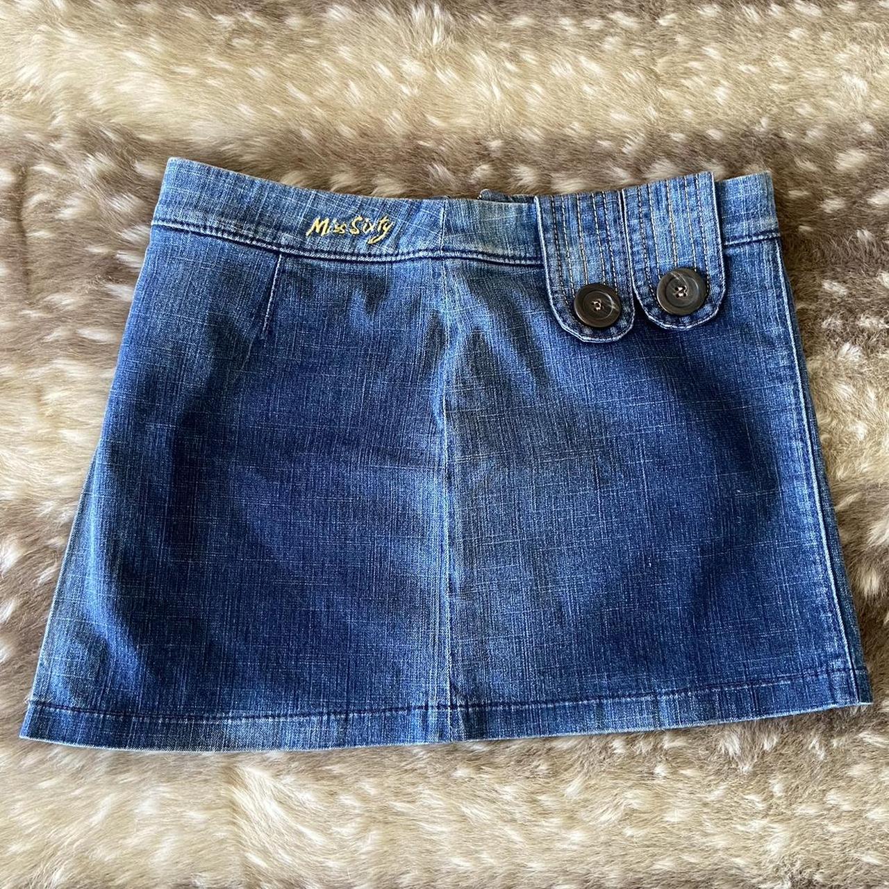 Vintage Miss Sixty denim mini skirt Size XS Waist-... - Depop