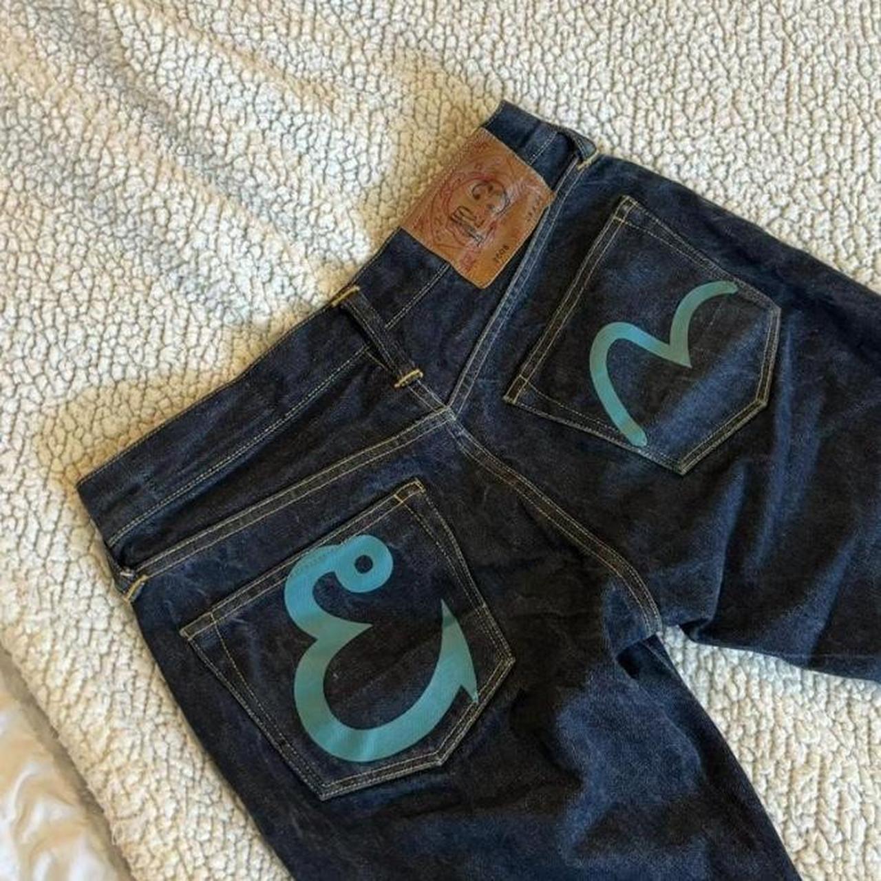 28x34 blue evisu jeans straight legged Perfect... - Depop