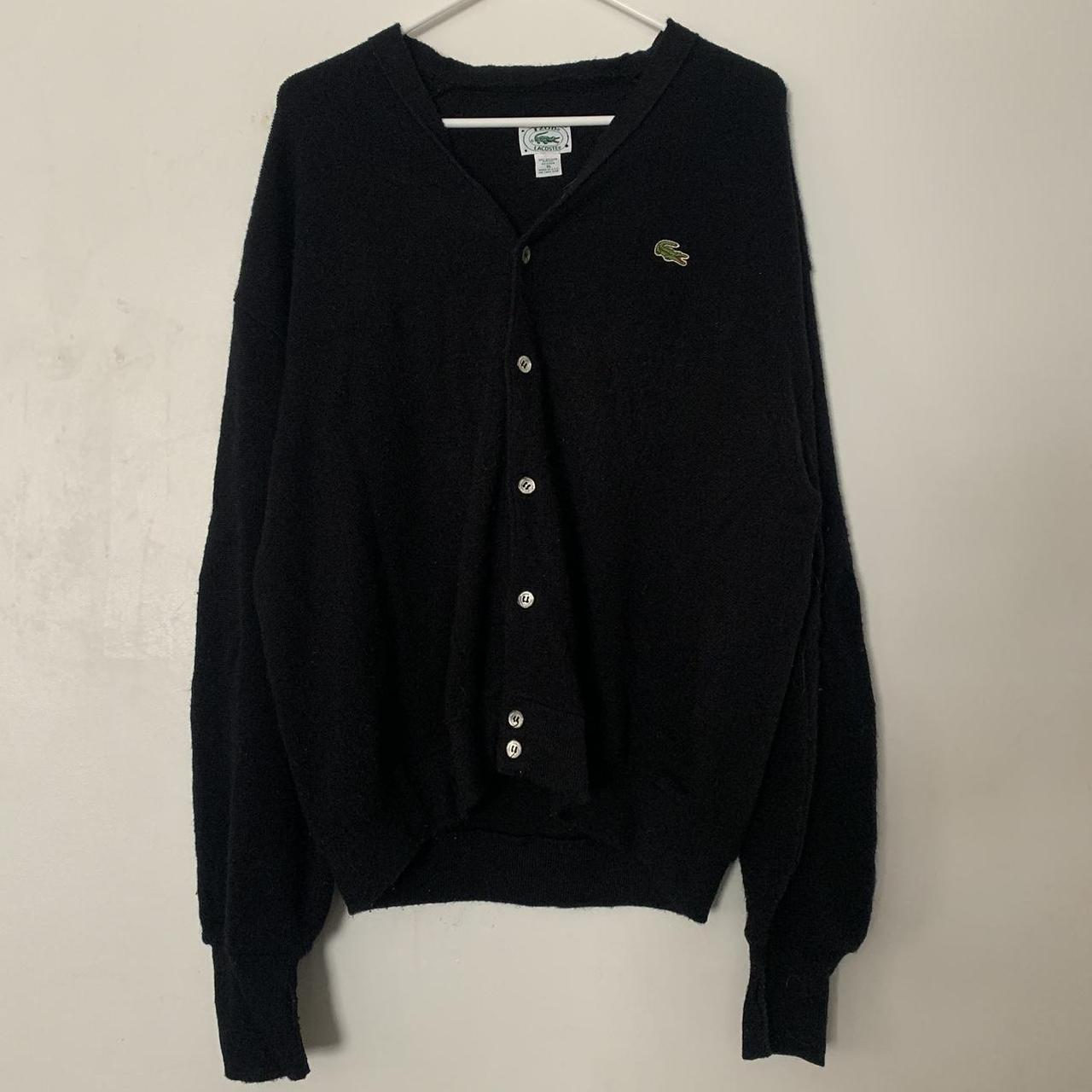 Lacoste Men's Black and Green Cardigan | Depop