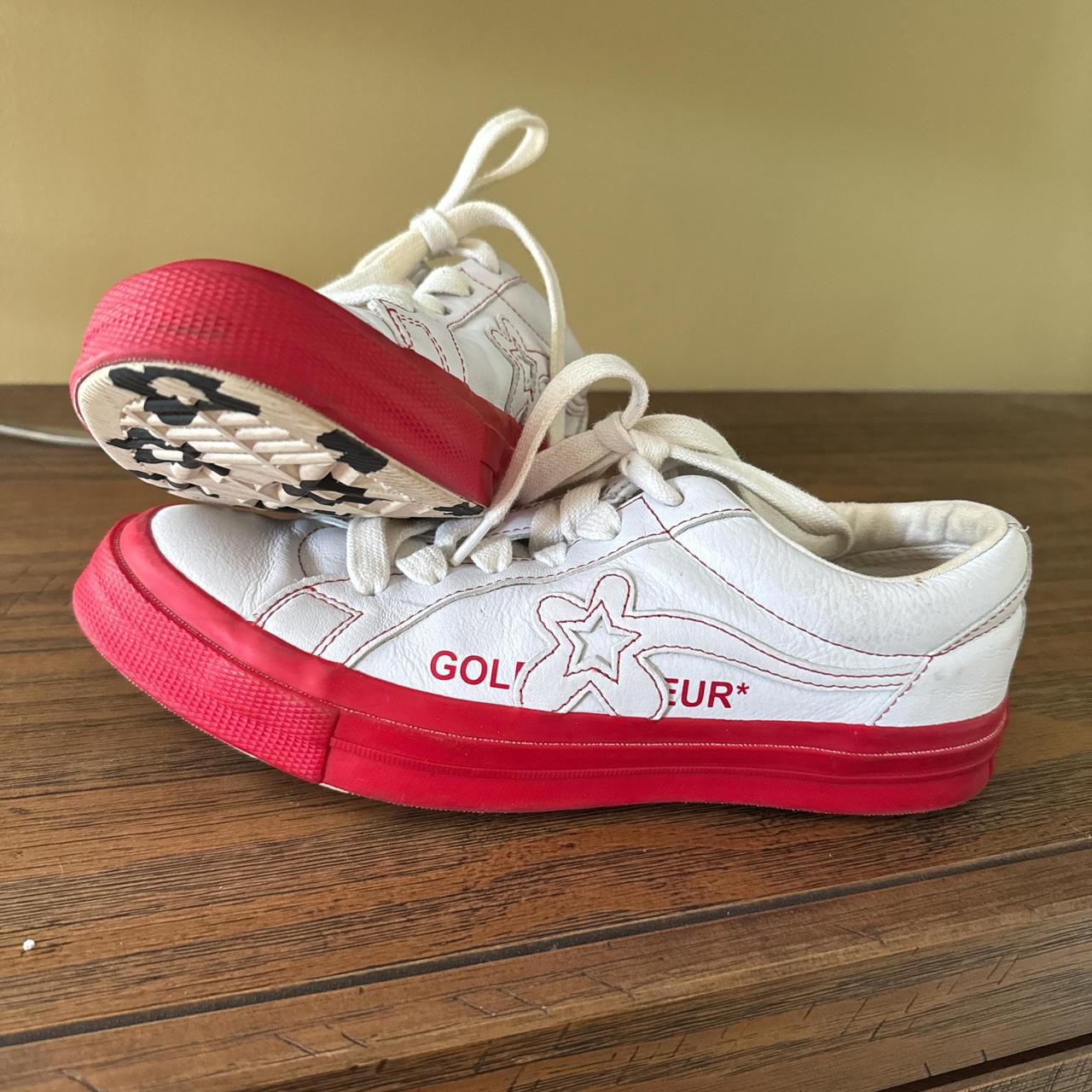 White and red Golf le Fleur x converse sneaker with