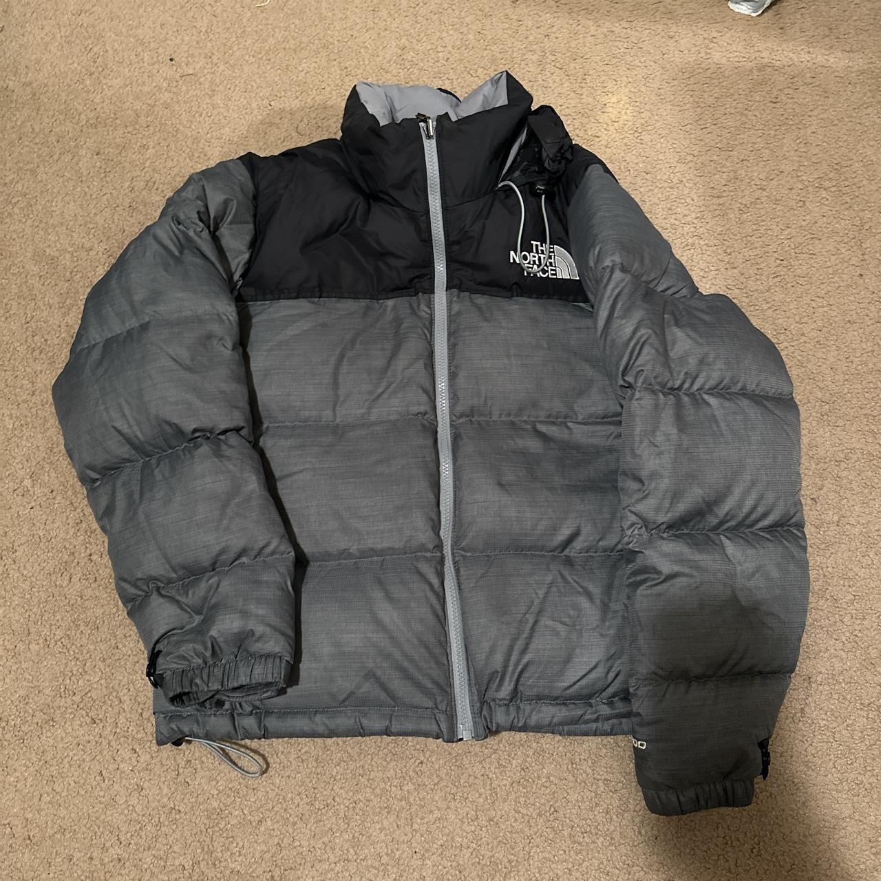 north face puffer jacket 700 Black and grey! Women’s... - Depop