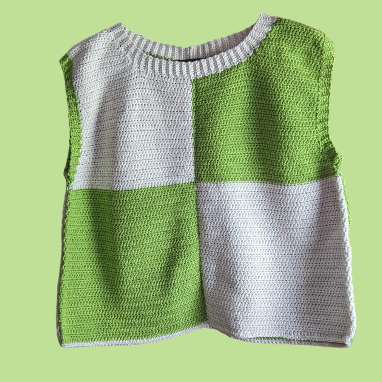 SPRING/SUMMER #Crochet Green and White Vest,... - Depop