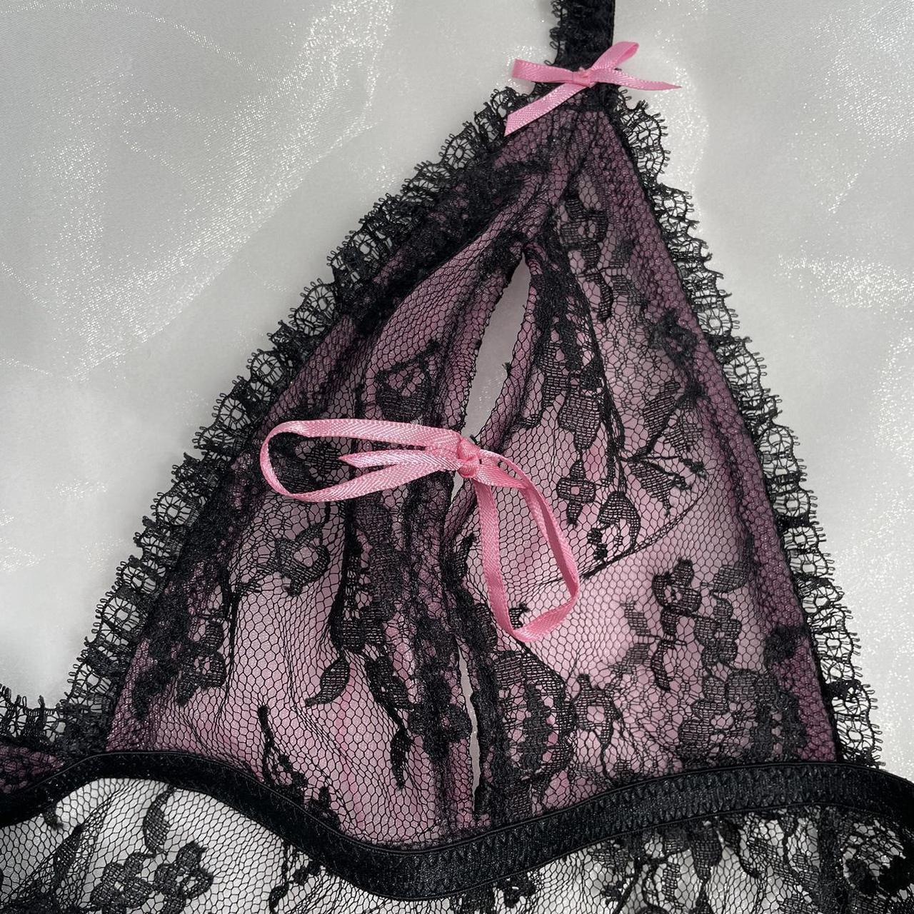 victoria’s secret sexy little things pink black... - Depop