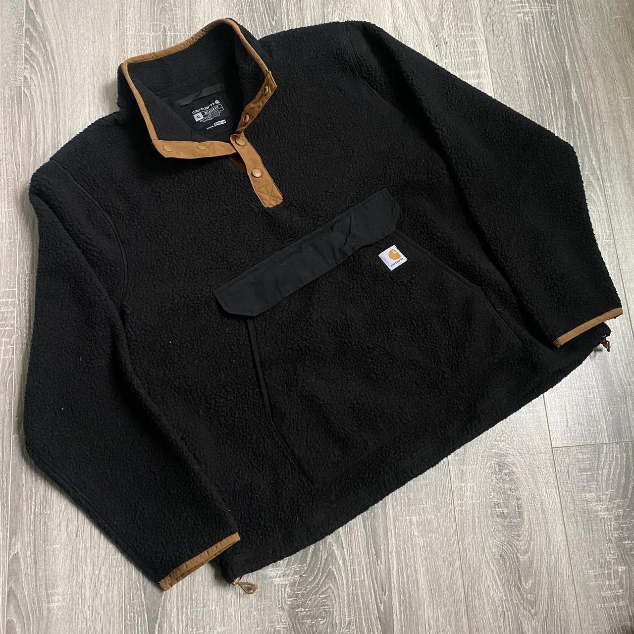 Carhartt fleece pullover men’s black collared... - Depop