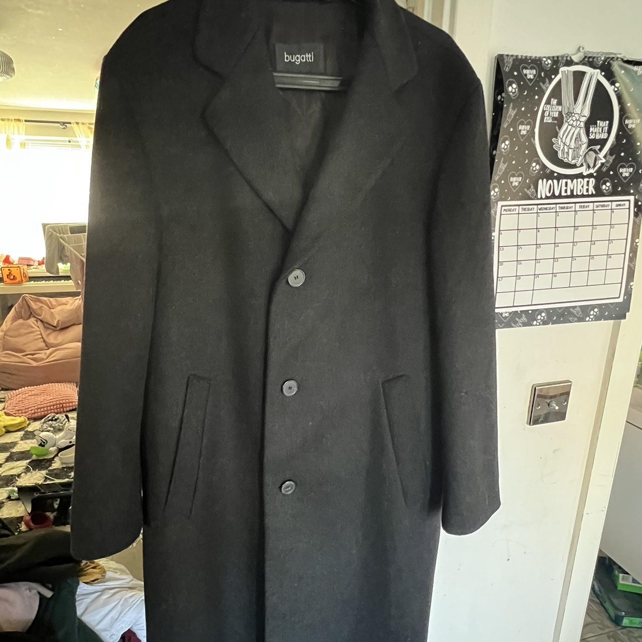 Men’s Bugatti wool and cashmere overcoat in a dark... - Depop