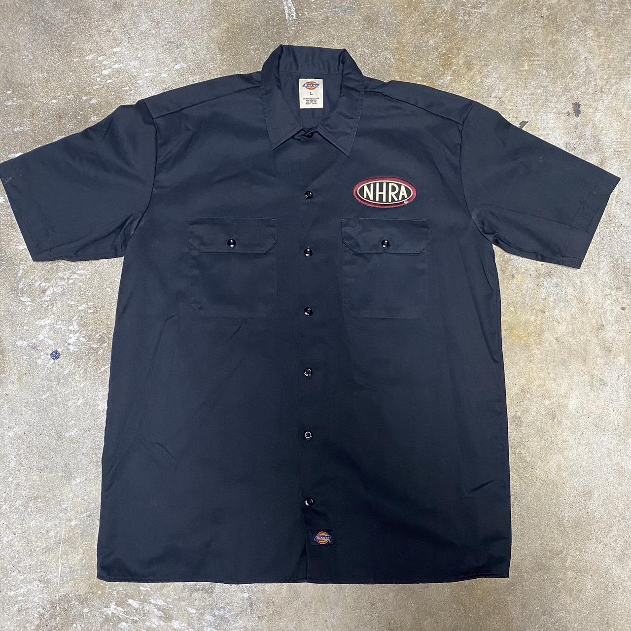 Custom NHRA Dickies Hot Rod Button up size large... - Depop