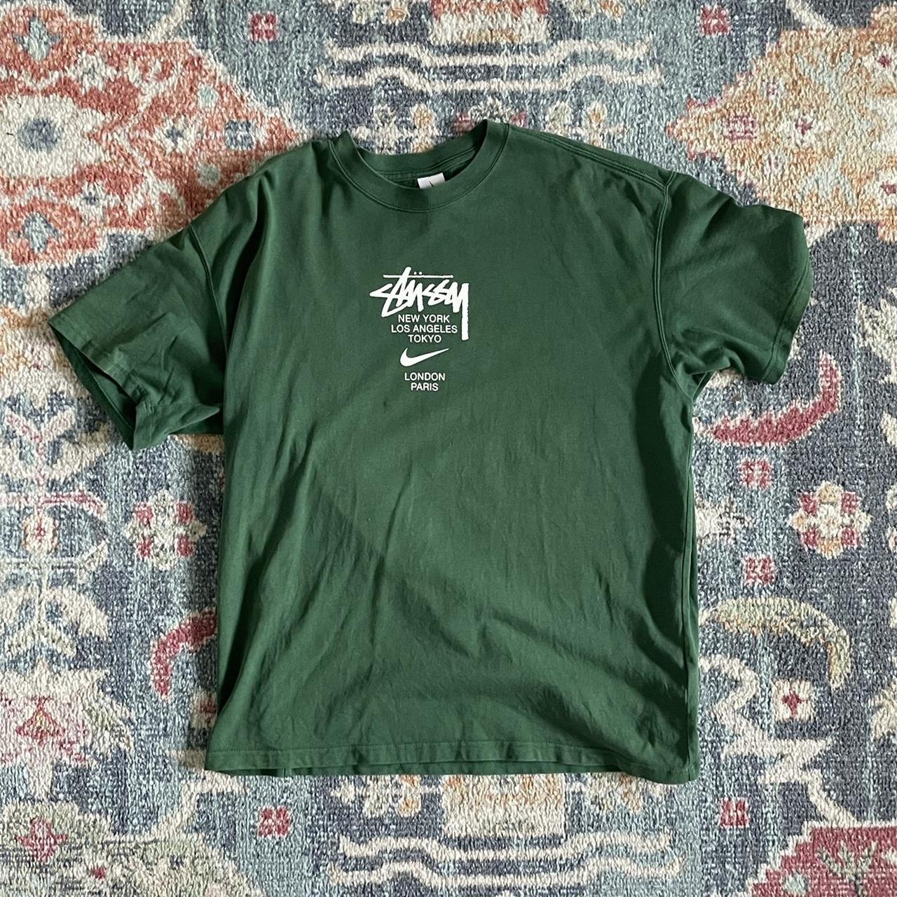 nike x stussy green t shirt
