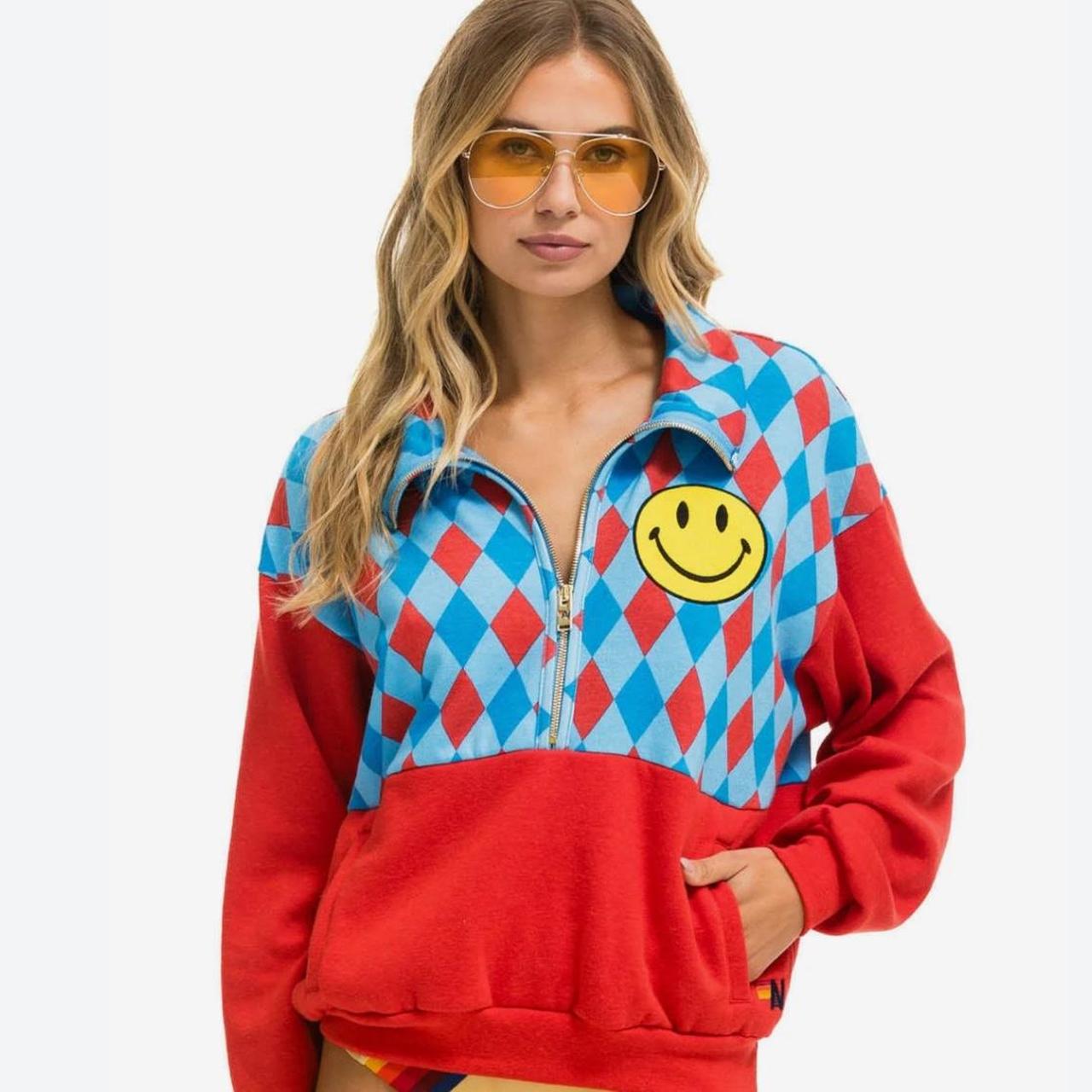 Aviator Nation Diamond Smiley Fleece Half Zip!