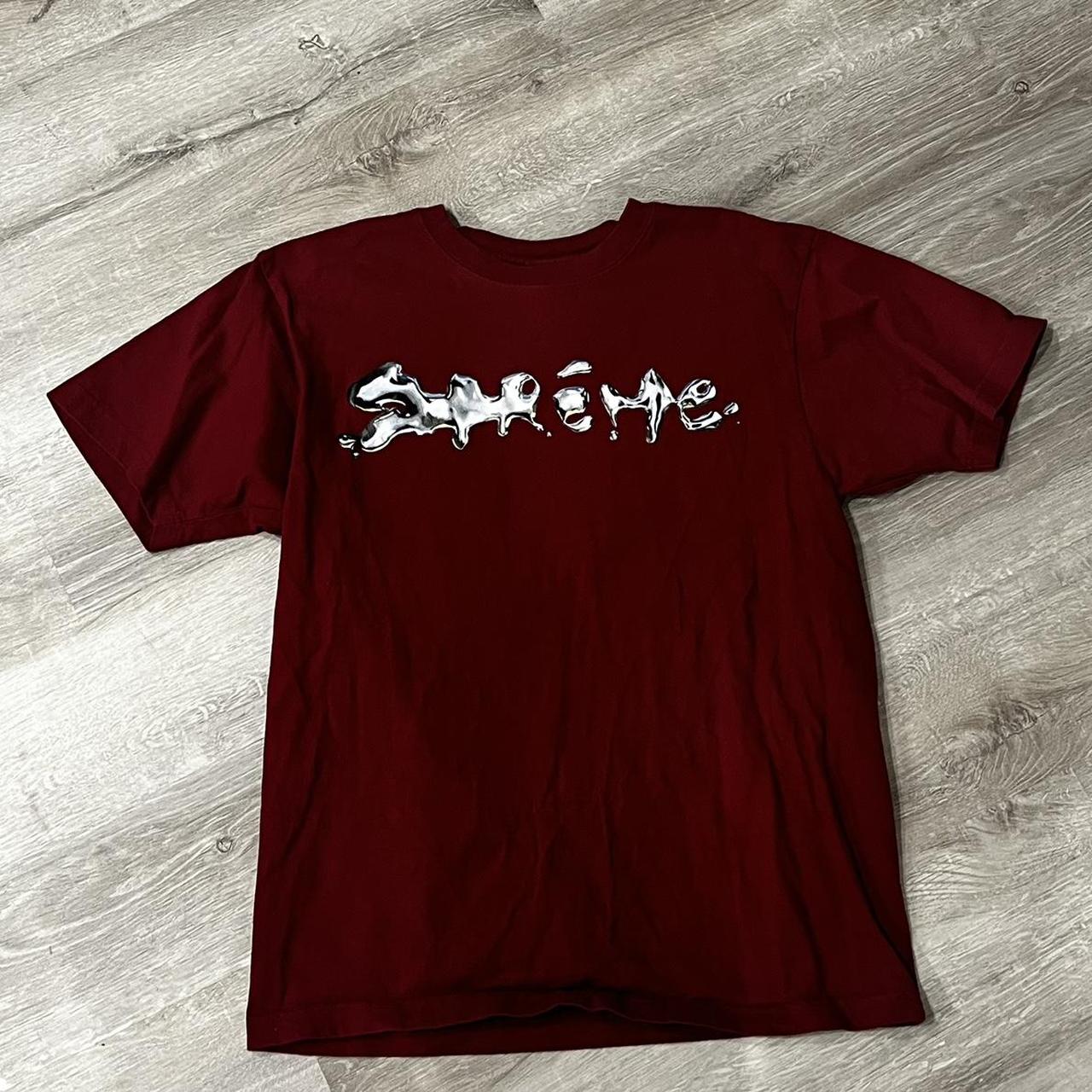 Supreme Men's Red and Silver T-shirt (2)