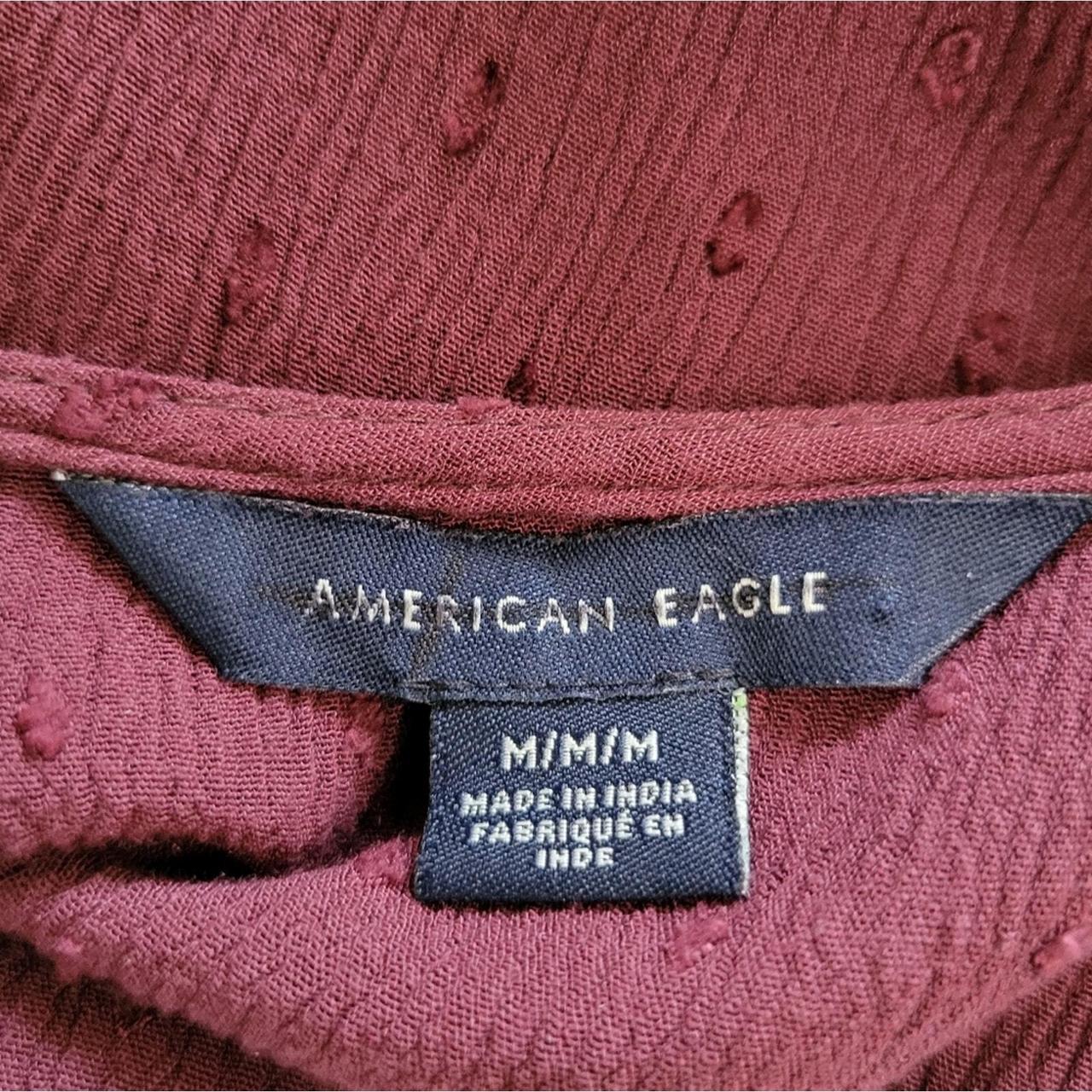 American eagle maroon Swiss dot outlet tie blouse