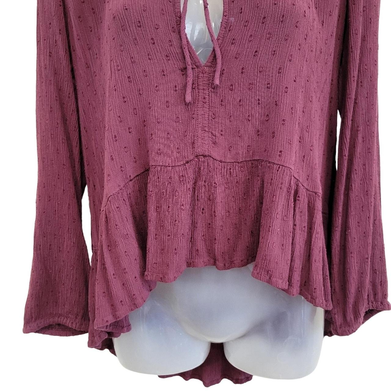 American eagle maroon Swiss dot outlet tie blouse