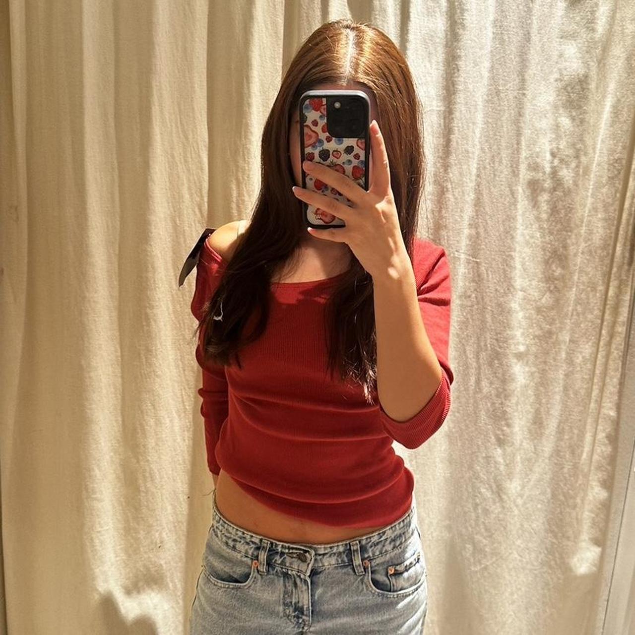 Brandy Melville Women's Shirt Red/Burgundy XS – brandy