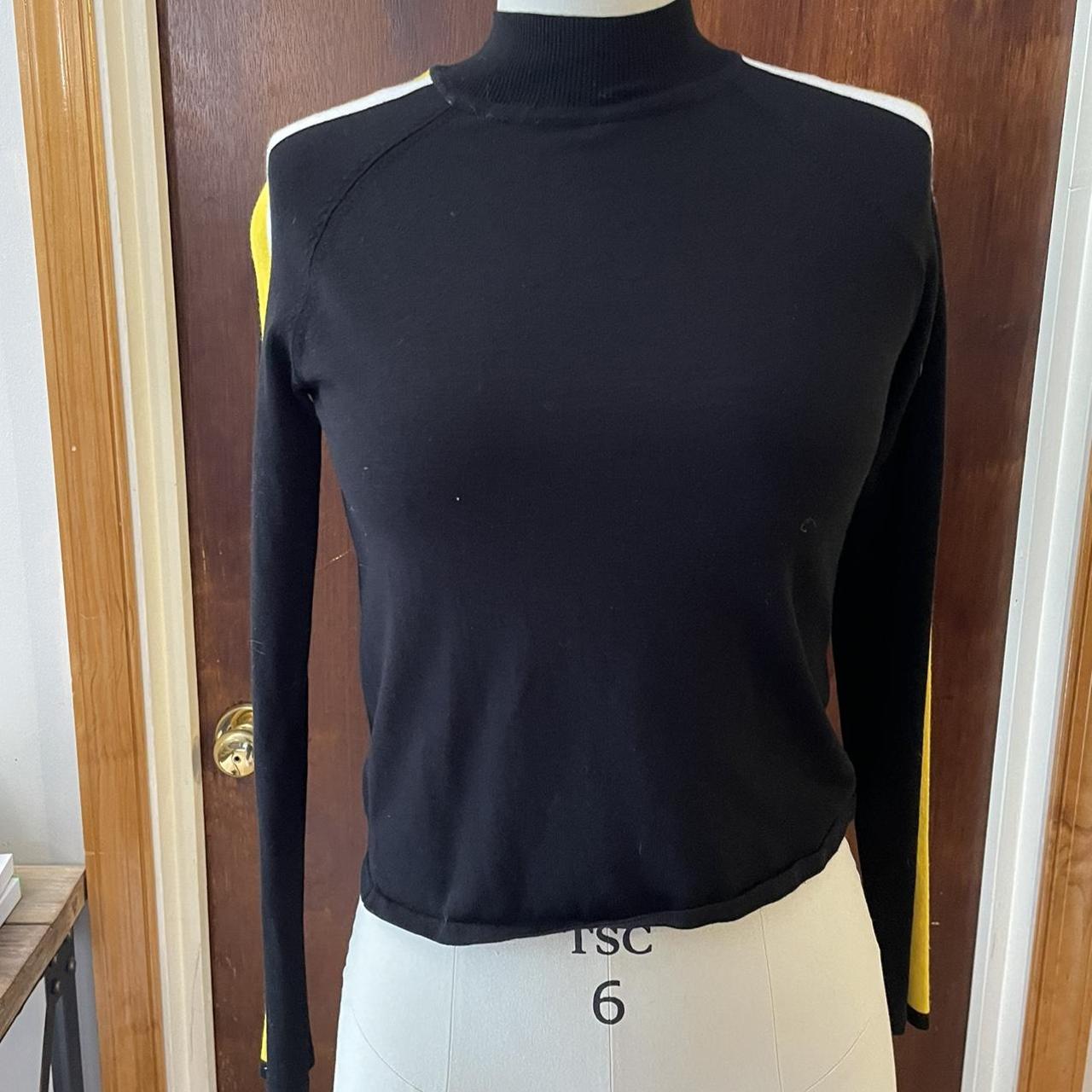 H M black turtleneck w yellow stripe