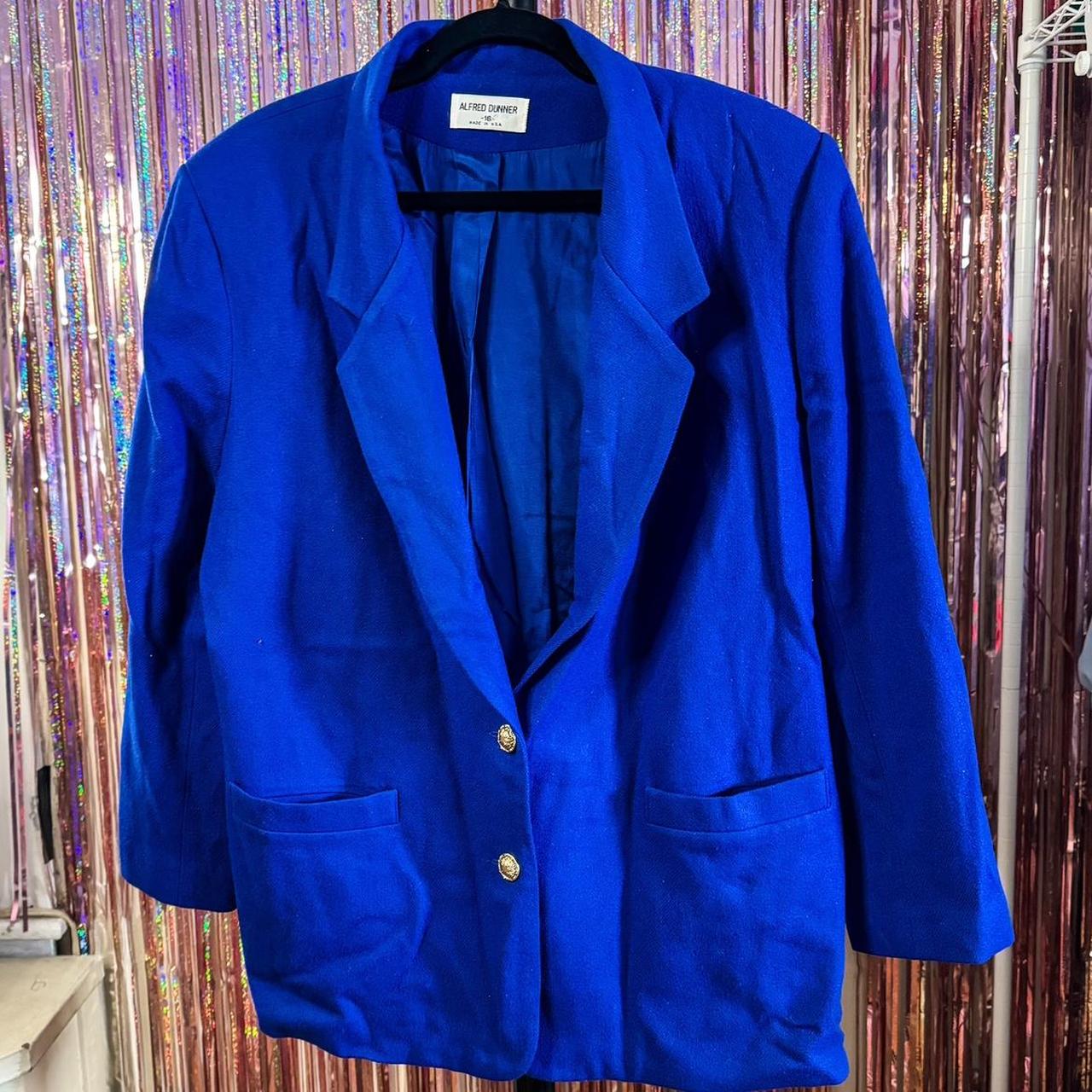 ALFRED DUNNER Royal Blue Blazer with shoulder pads... - Depop