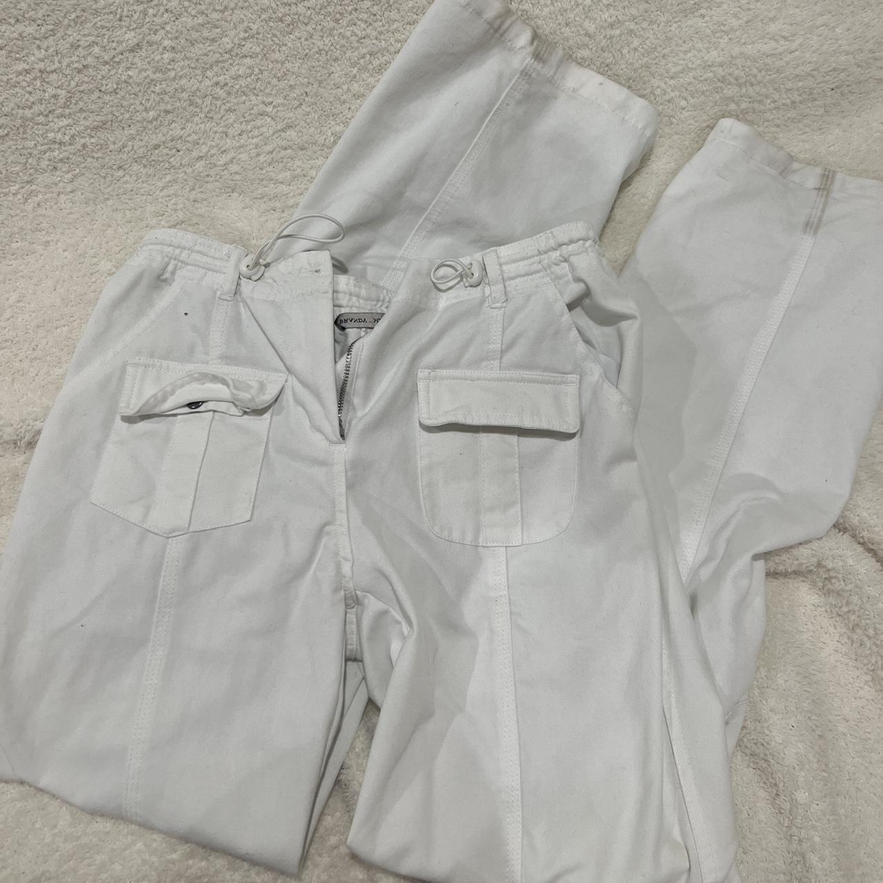brandy melville white kim cargo pants Depop