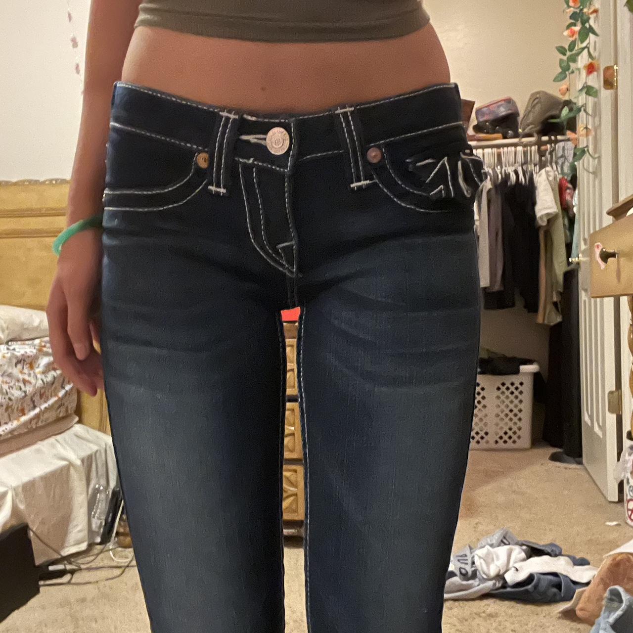 true religion low rise jeans says 26 but super small... - Depop