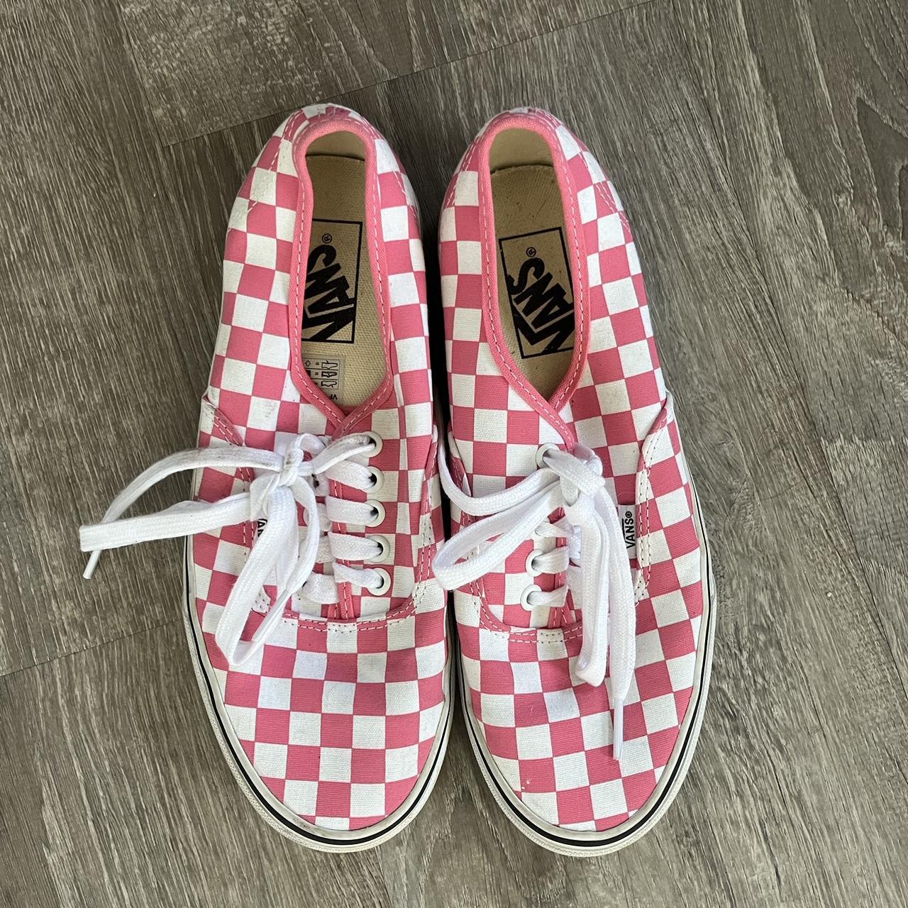 Checkerboard vans authentic pink best sale