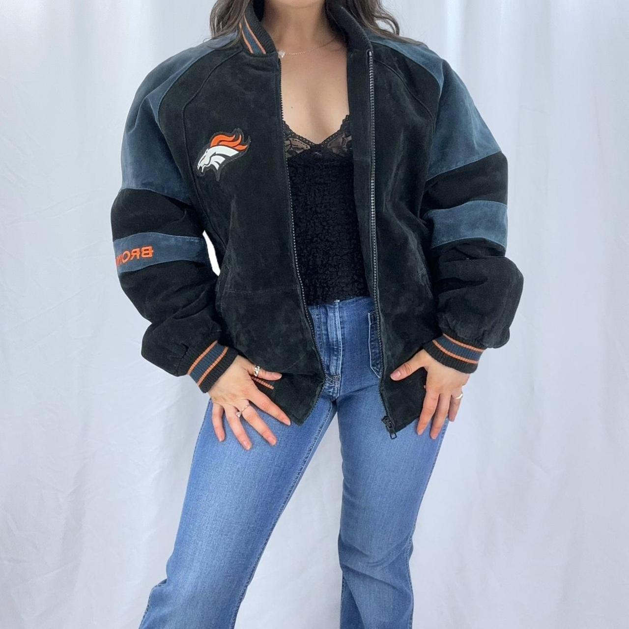 NFL Denver Broncos Leather Jacket Distressed and - Depop