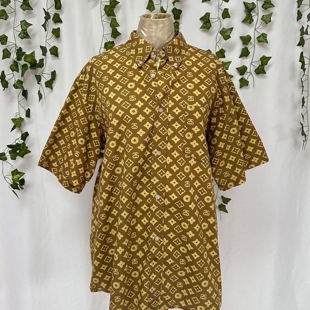 Brown Stussy Louis Vuitton Shirt Size Large, Baggy - Depop