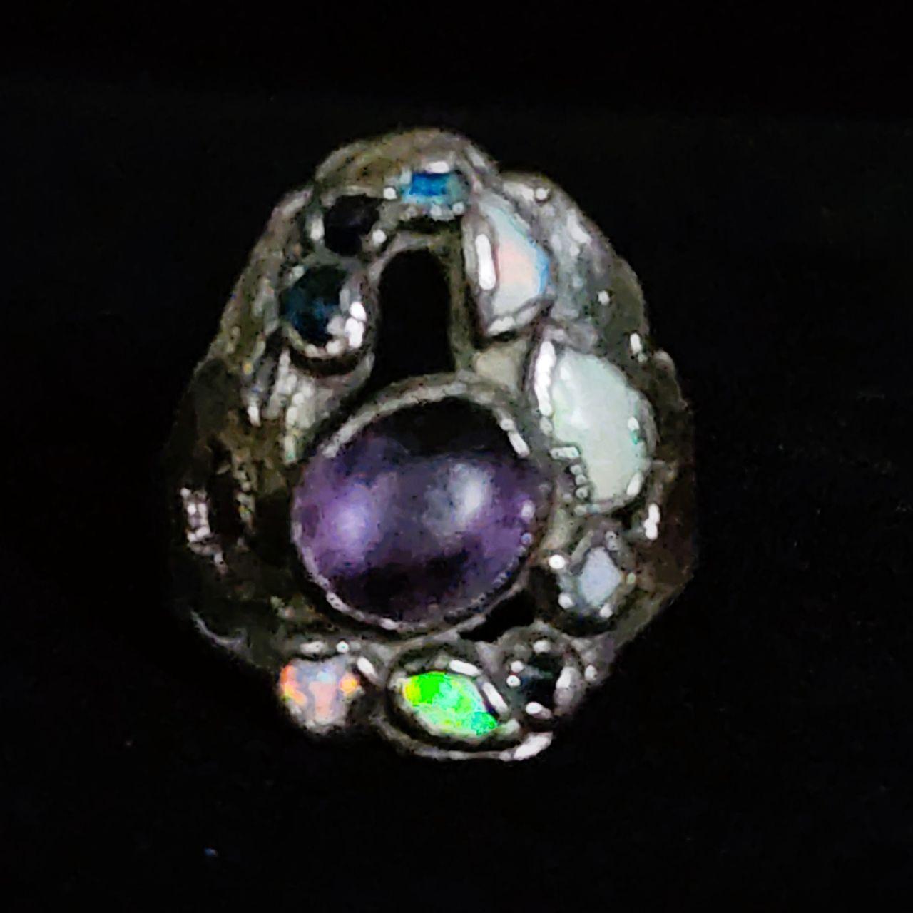 Artisan Crafted Women's Ring - Silver/Multi – Vin… - image 2