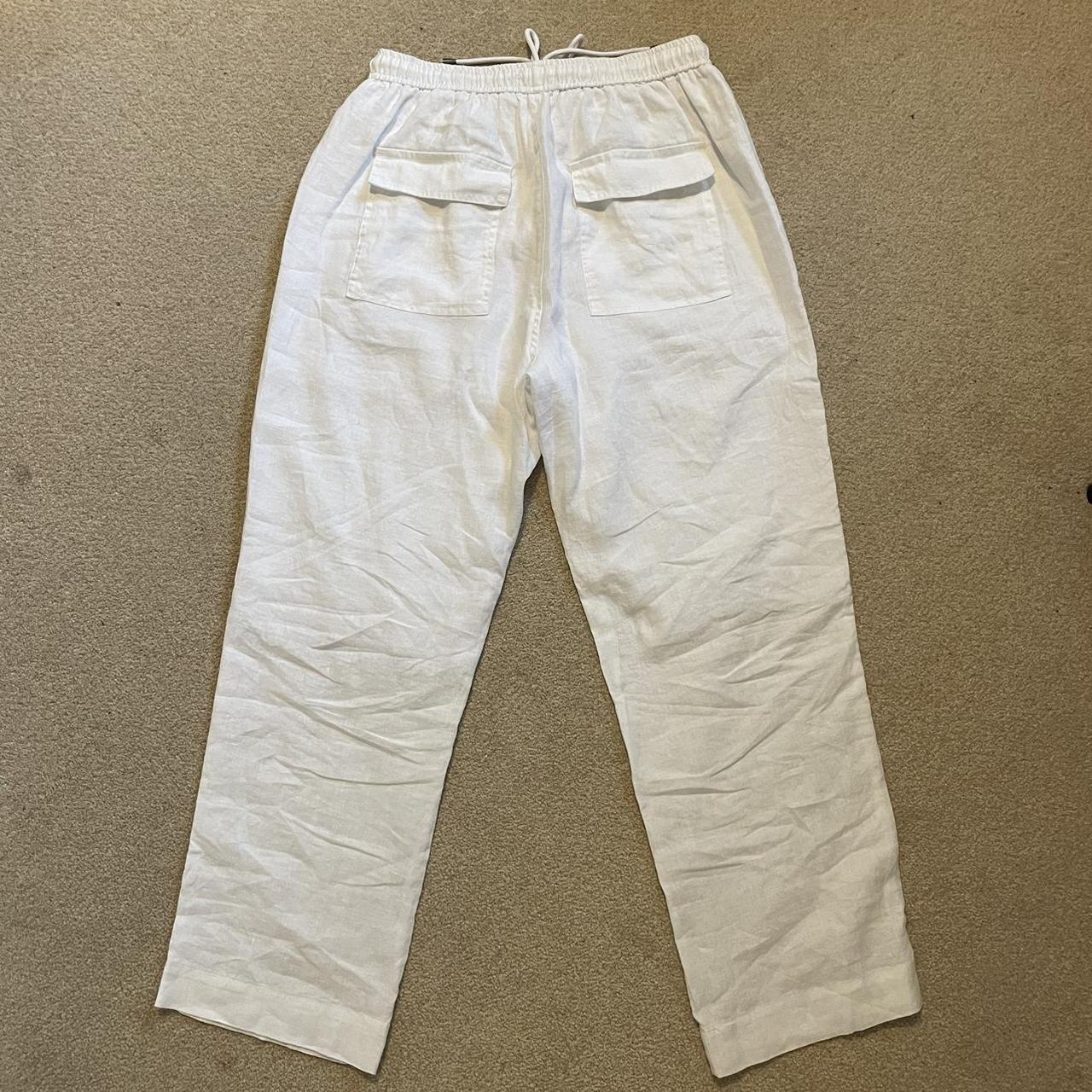NICOLE FARHI White linen trousers size S, brand new | Depop