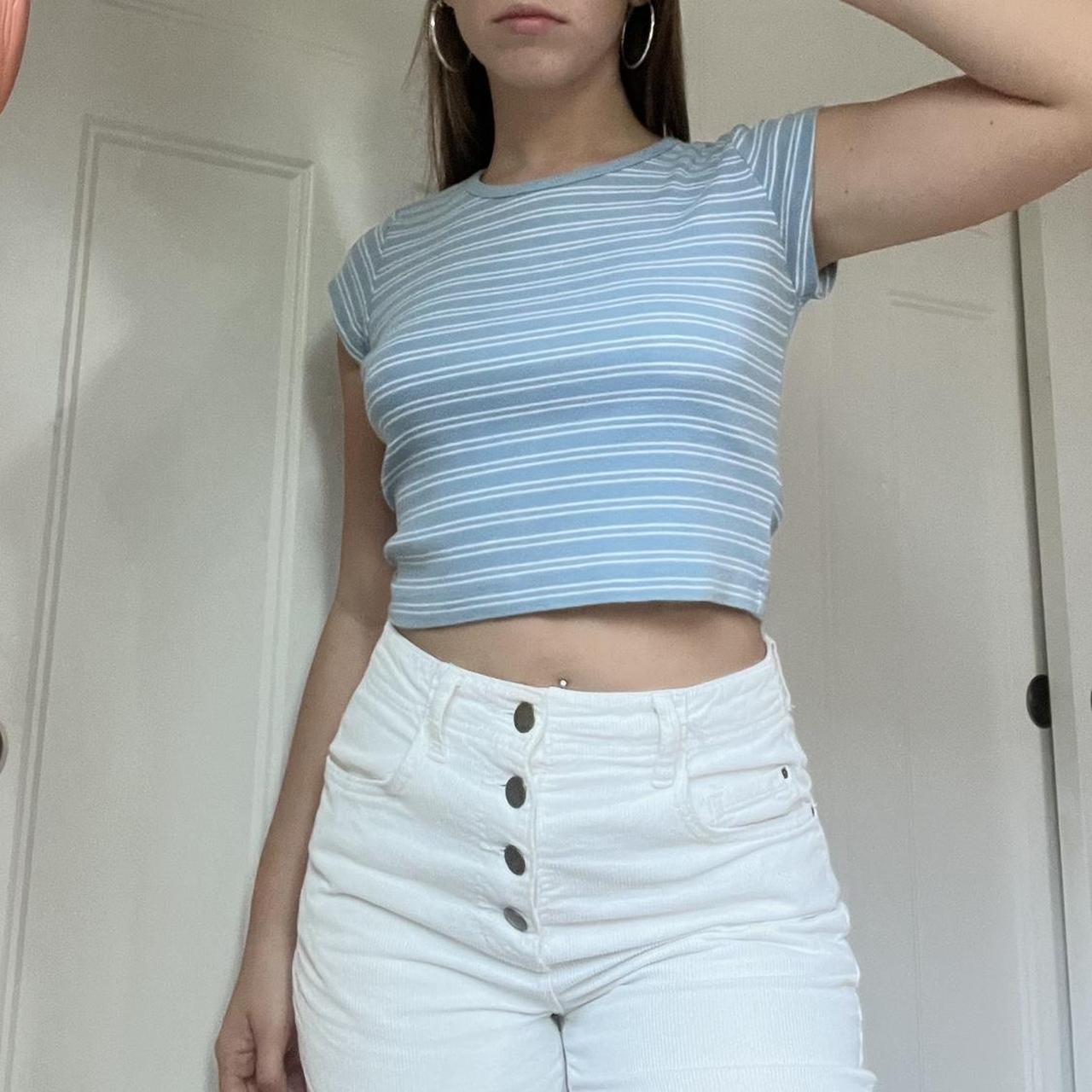 baby blue baby tee brandy melville no flAws just... Depop