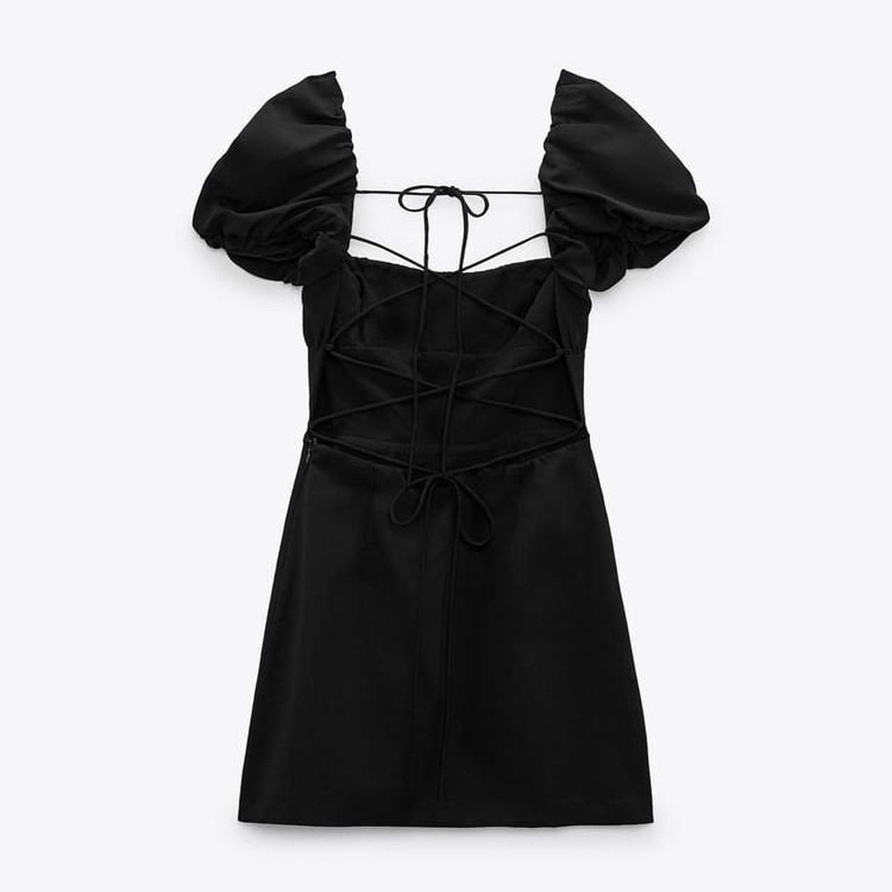 Zara Linen Black Blend Mini Dress worn a couple... Depop