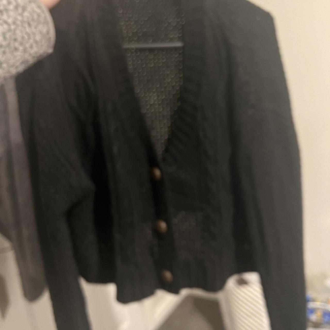Cropped knitted cardigan black medium from PLT Depop