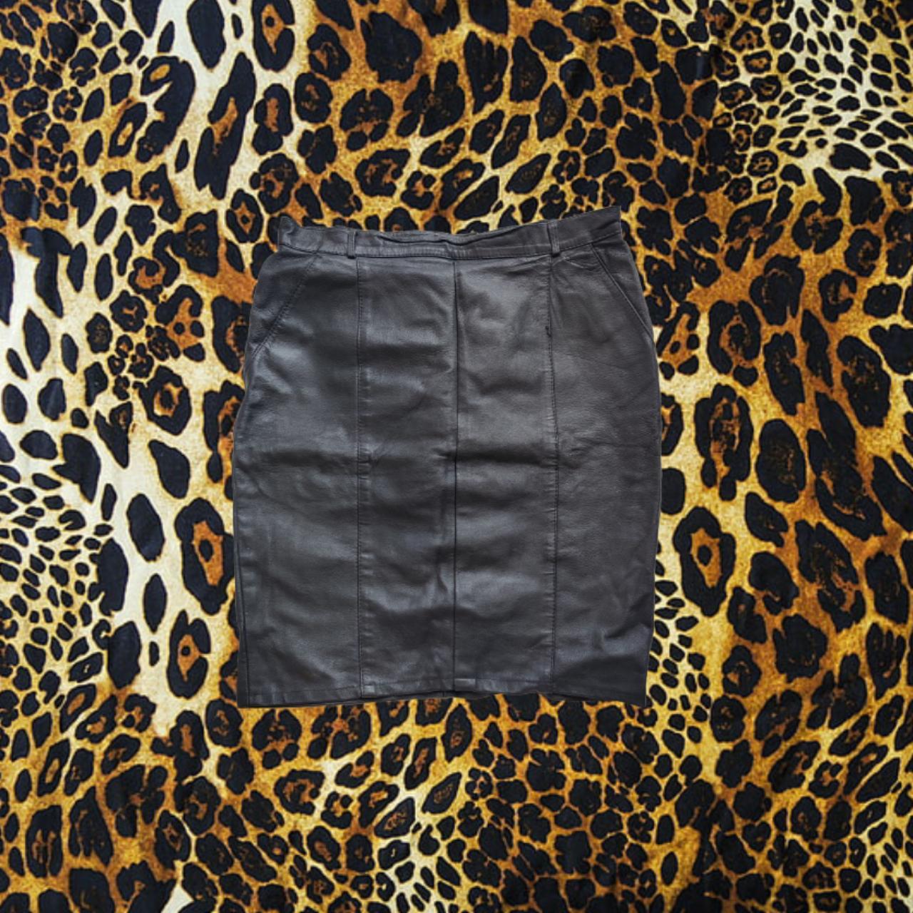 Black Leather Skirt • Genuine Leather • Real Leather... - Depop