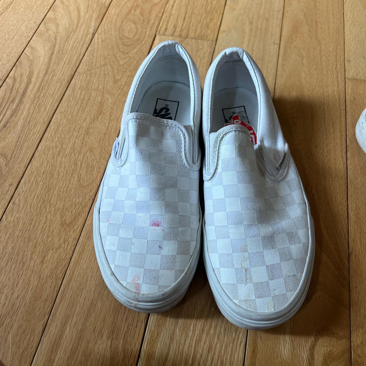 White Checkered Vans Vans Slip On Reflective White White Checkered