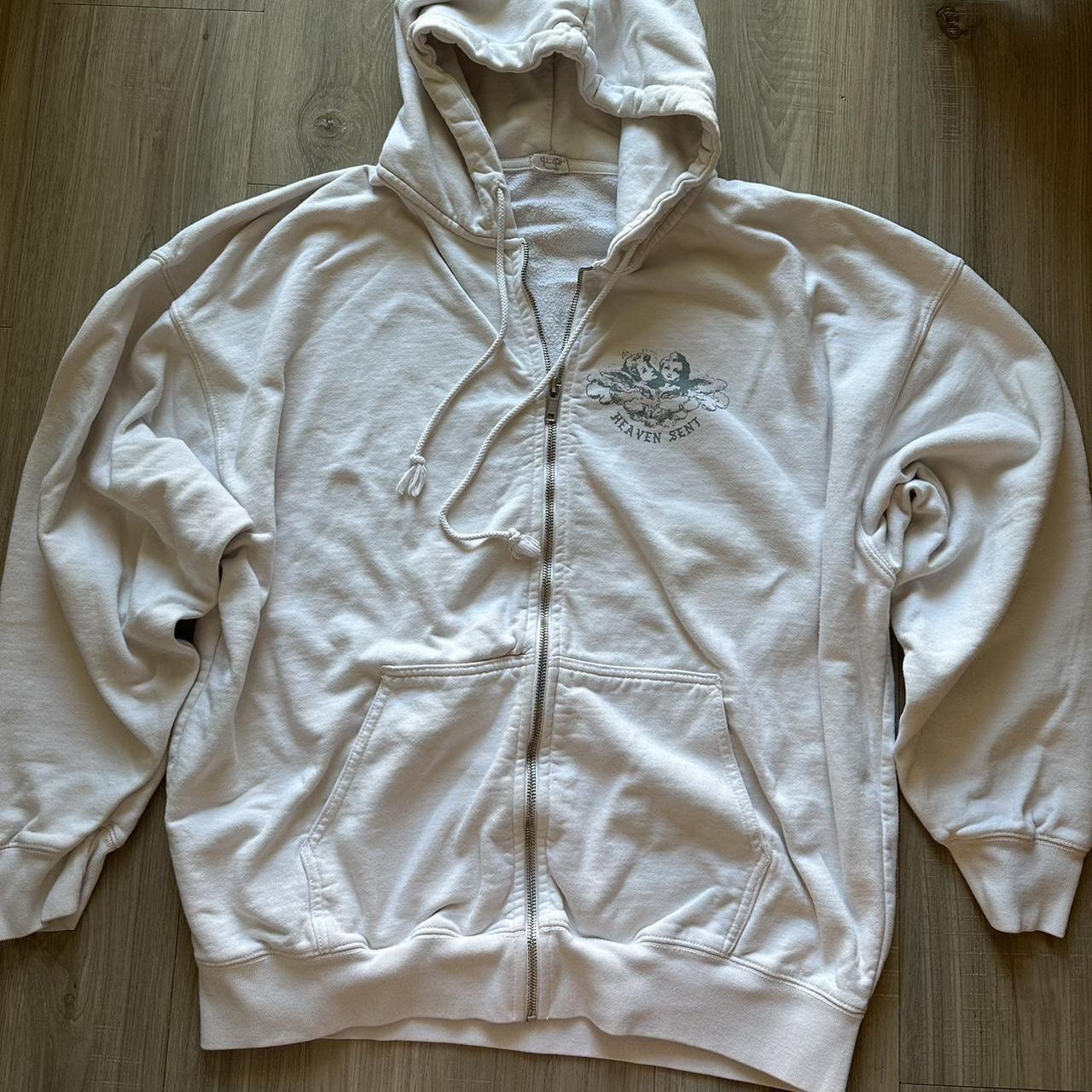 Brandy Melville heaven sent zip up hoodie White - $43 - From Anna