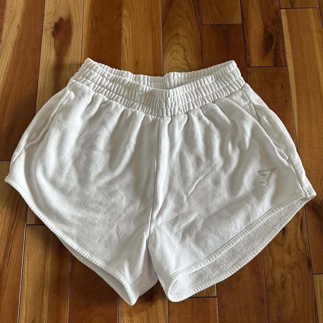 gymshark white training sweat short size small Depop