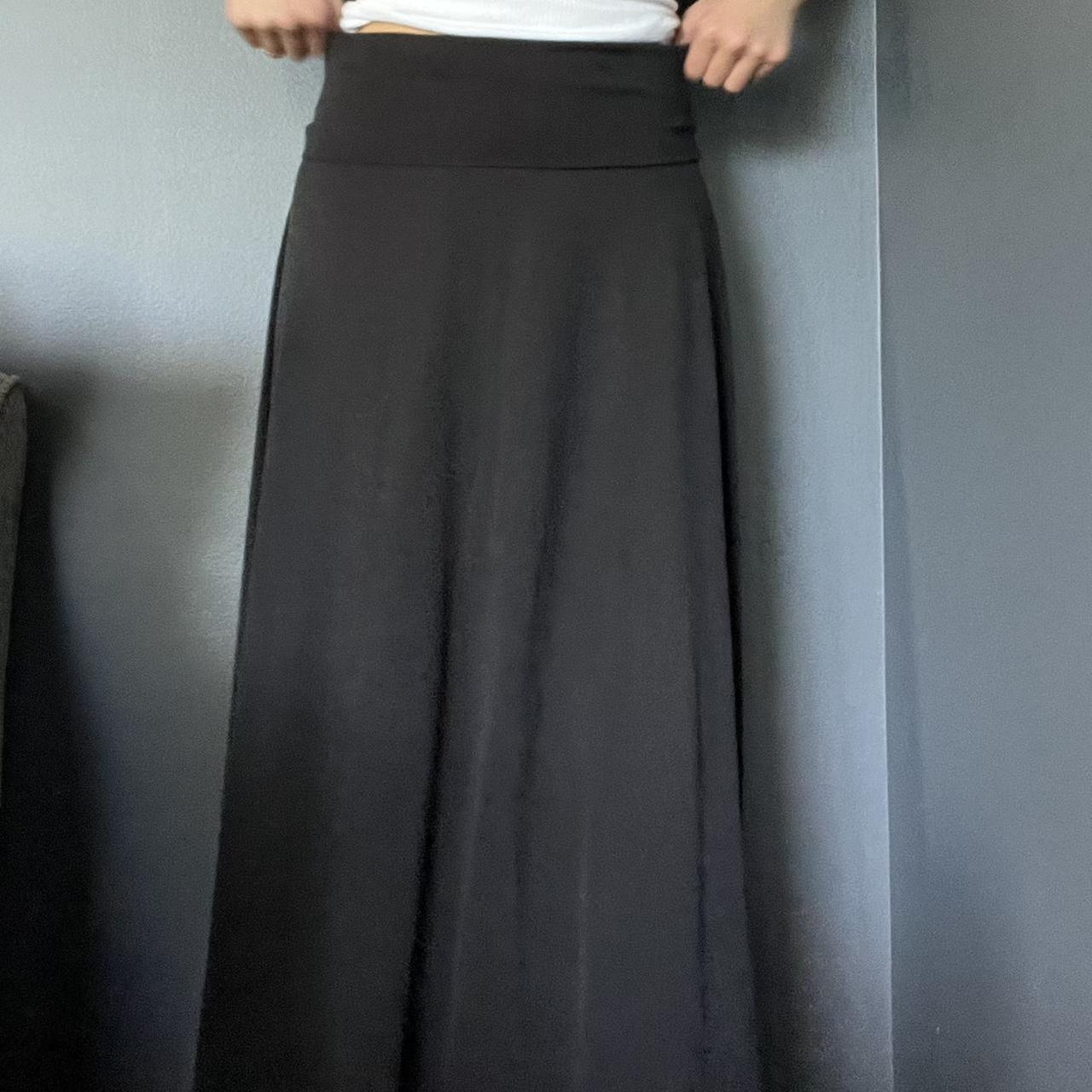 Black flowy maxi skirt with overlapping waistband. Depop