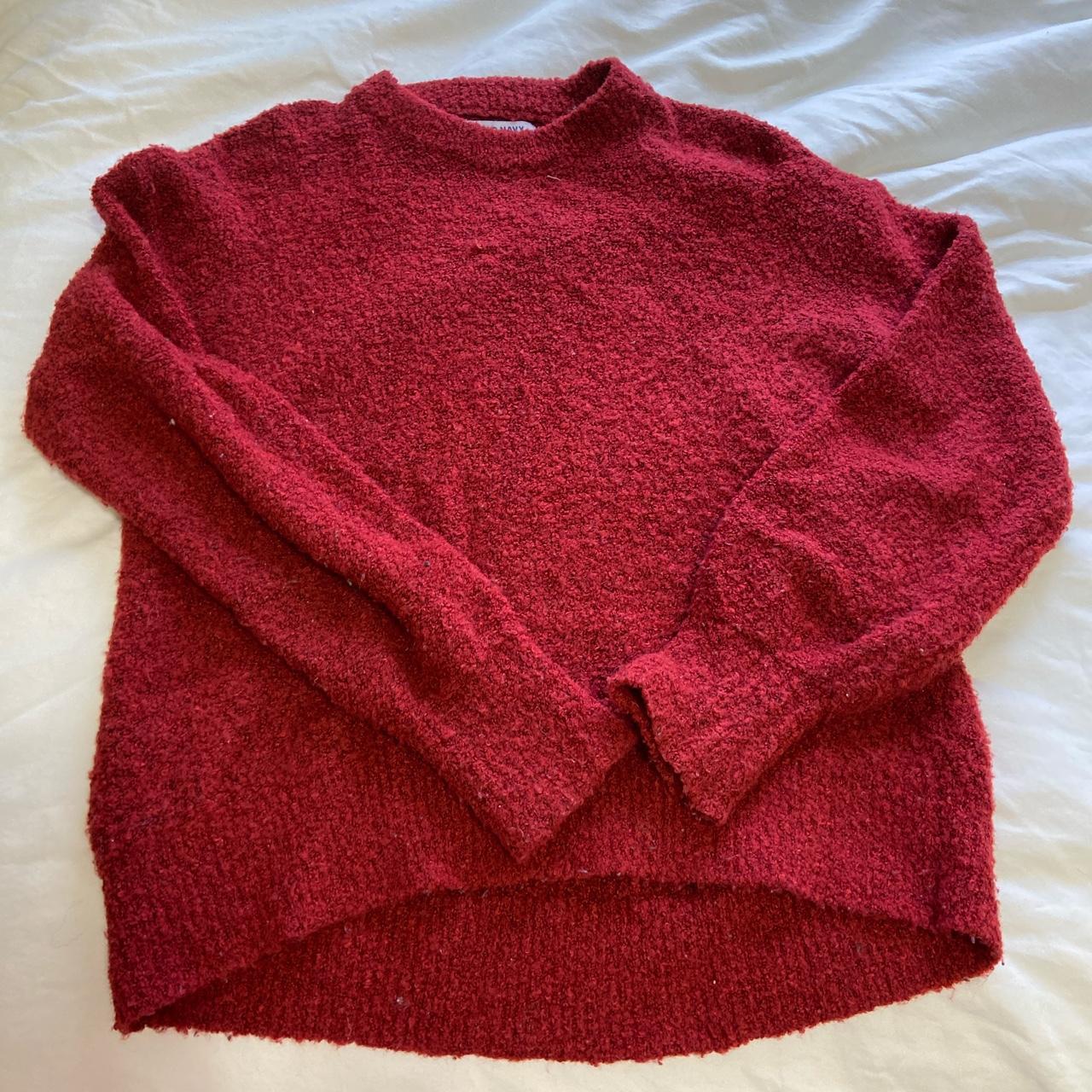 Fuzzy, red Old Navy sweater. Super comfortable!... - Depop