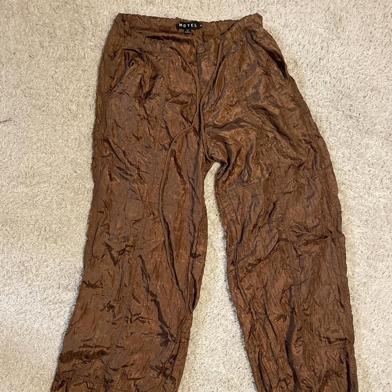 Motel brown parachute pants, adjustable drawstring... Depop