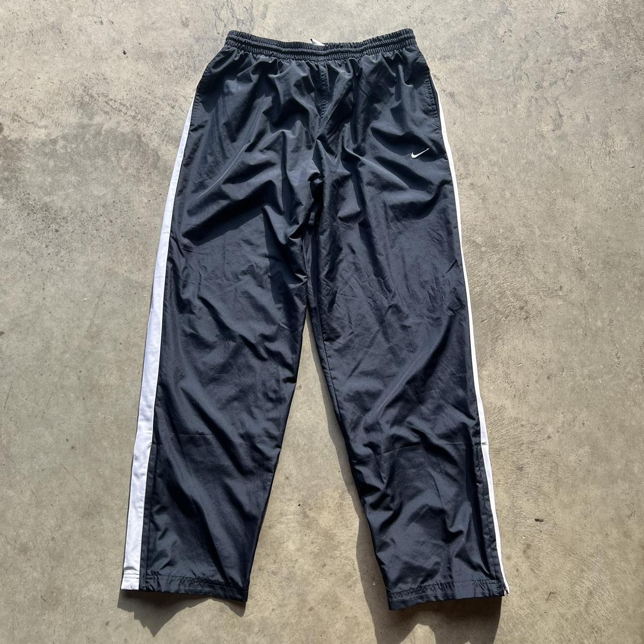 vintage black nike track pants elastic waistband w/... - Depop