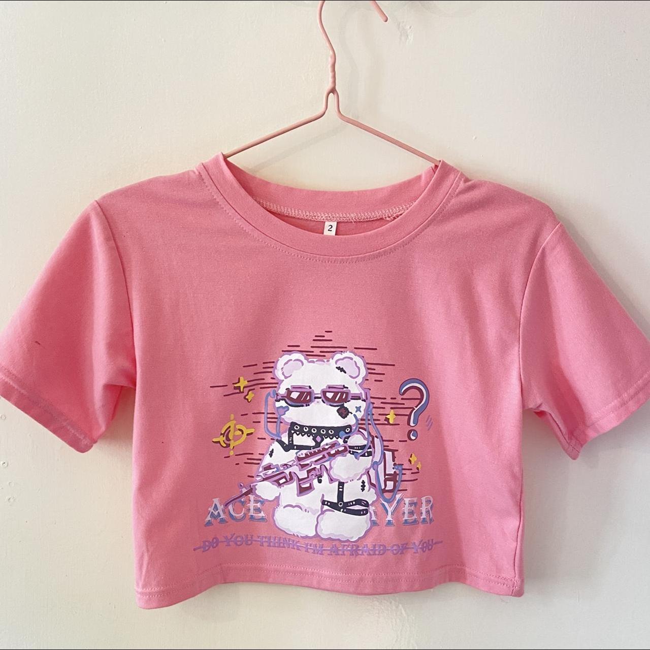 Pink bear crop top 💓 so cute and easy to style 🧸... - Depop