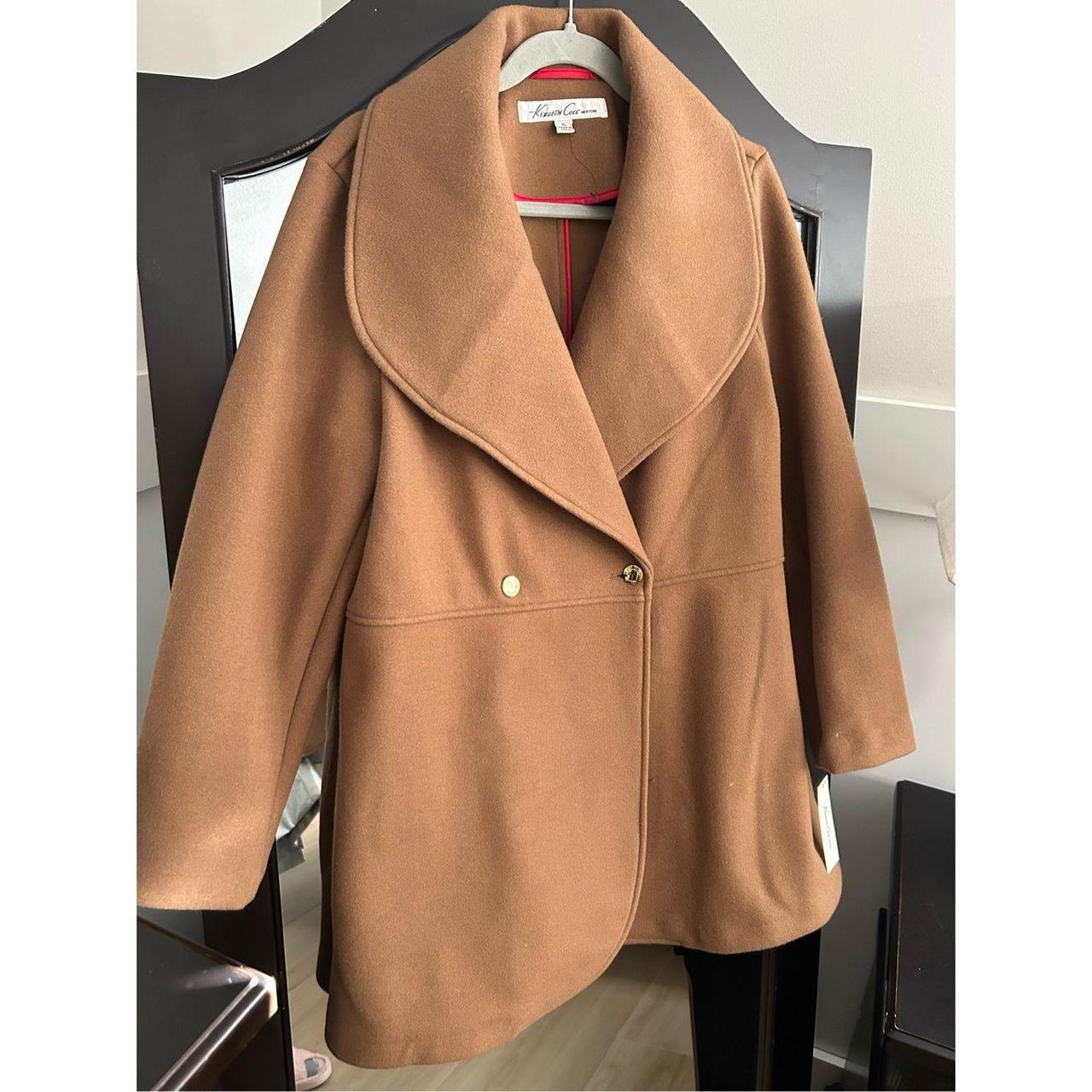 Kenneth cole wool blend maxi wrap coat camel best sale