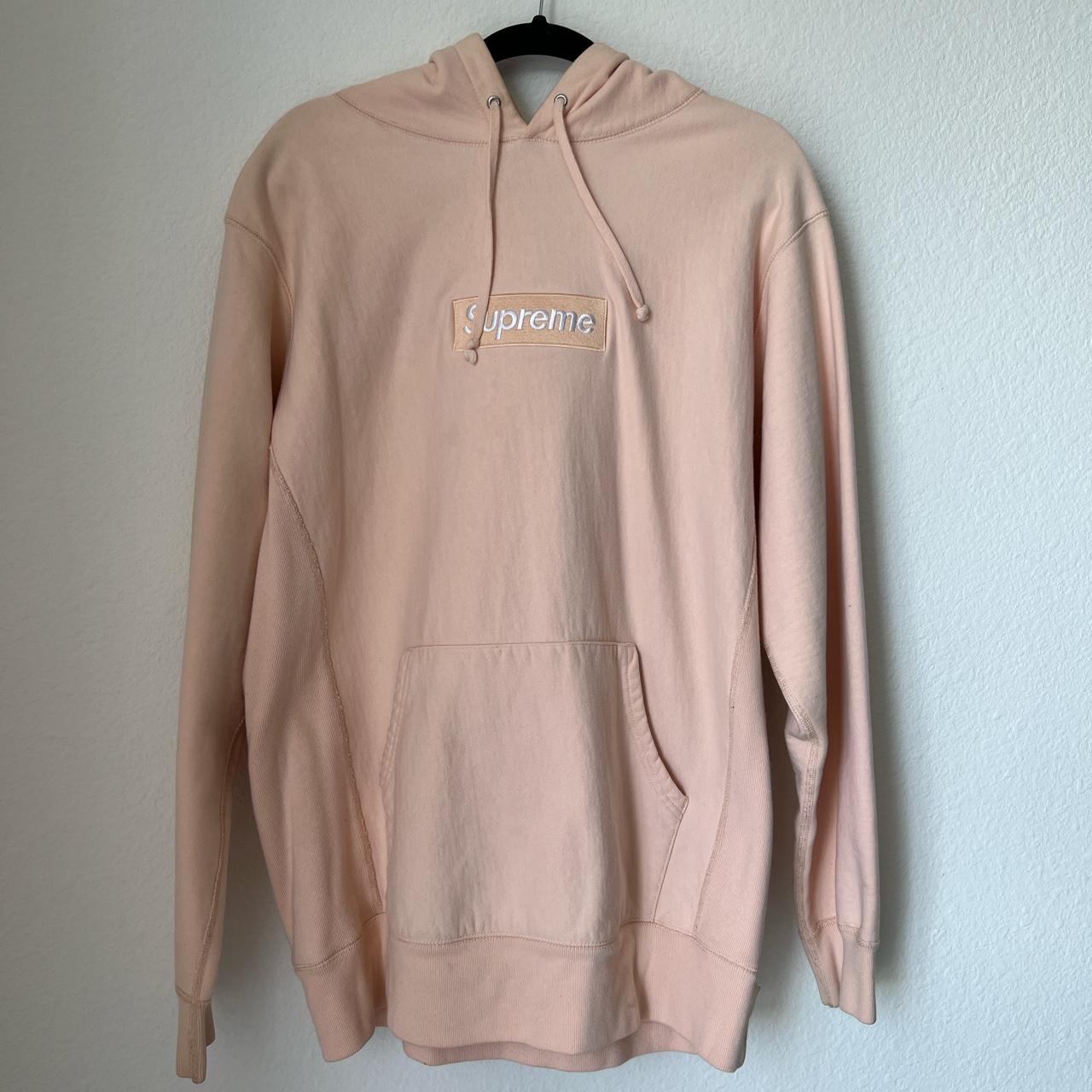 Supreme box hotsell logo hoodie peach