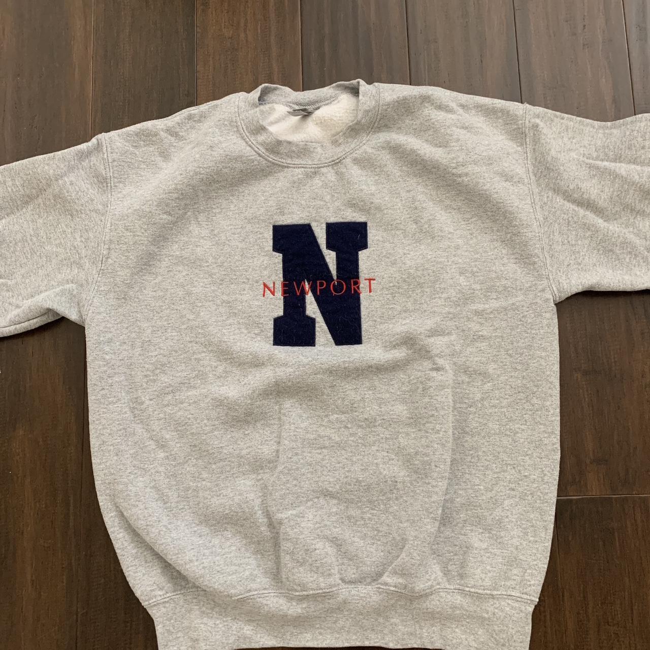 Newport Women's Grey and Navy Sweatshirt | Depop