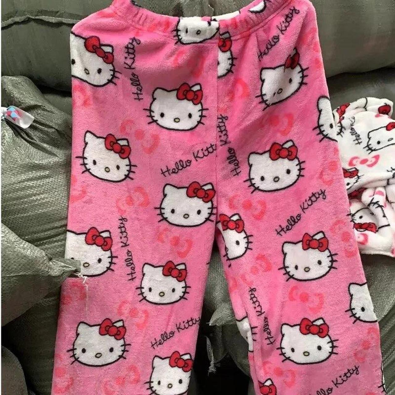 HELLO KITTY fluffy pink pyjama bottoms!💕 (full set... - Depop