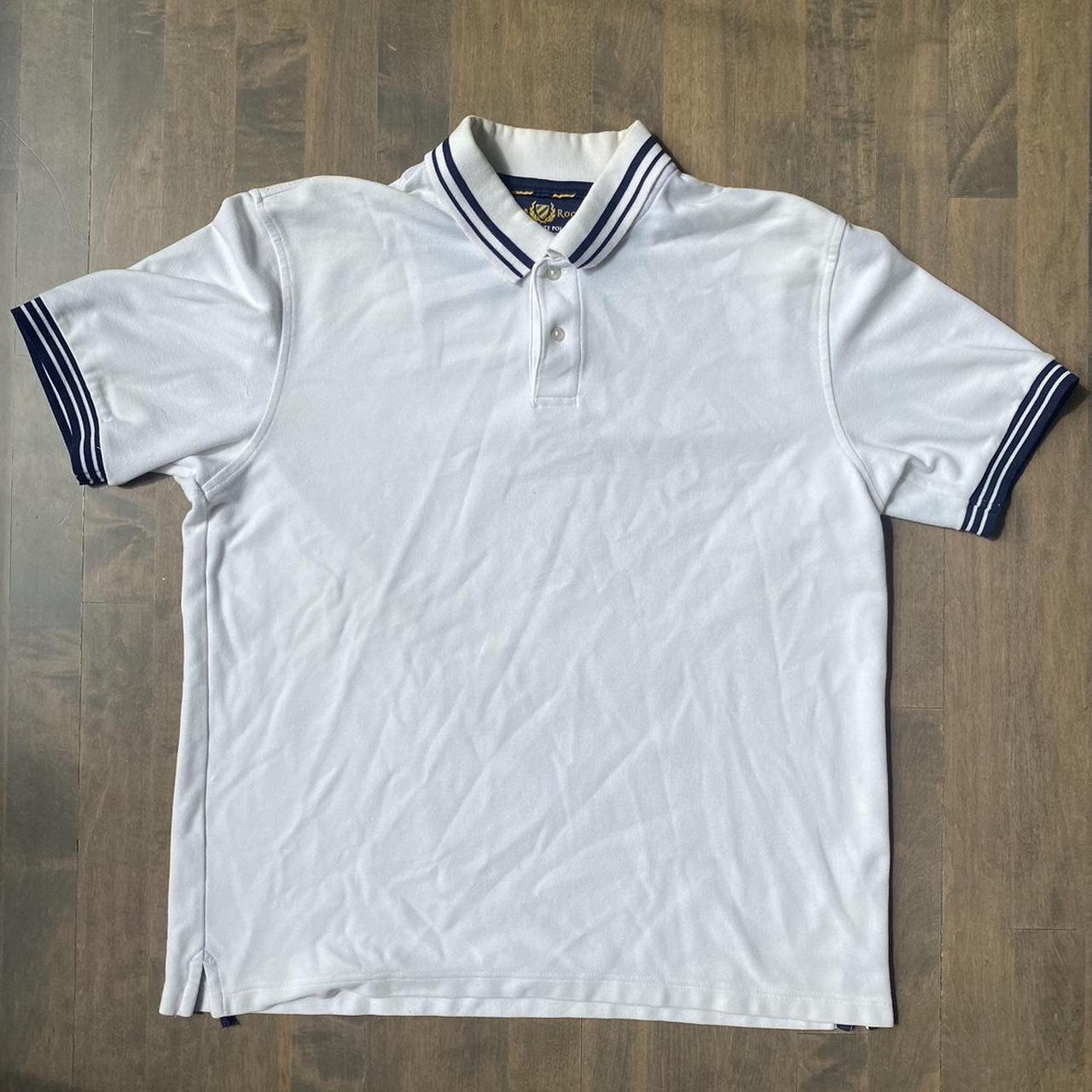 Club Room White and Navy Polo Shirt! Preppy... - Depop