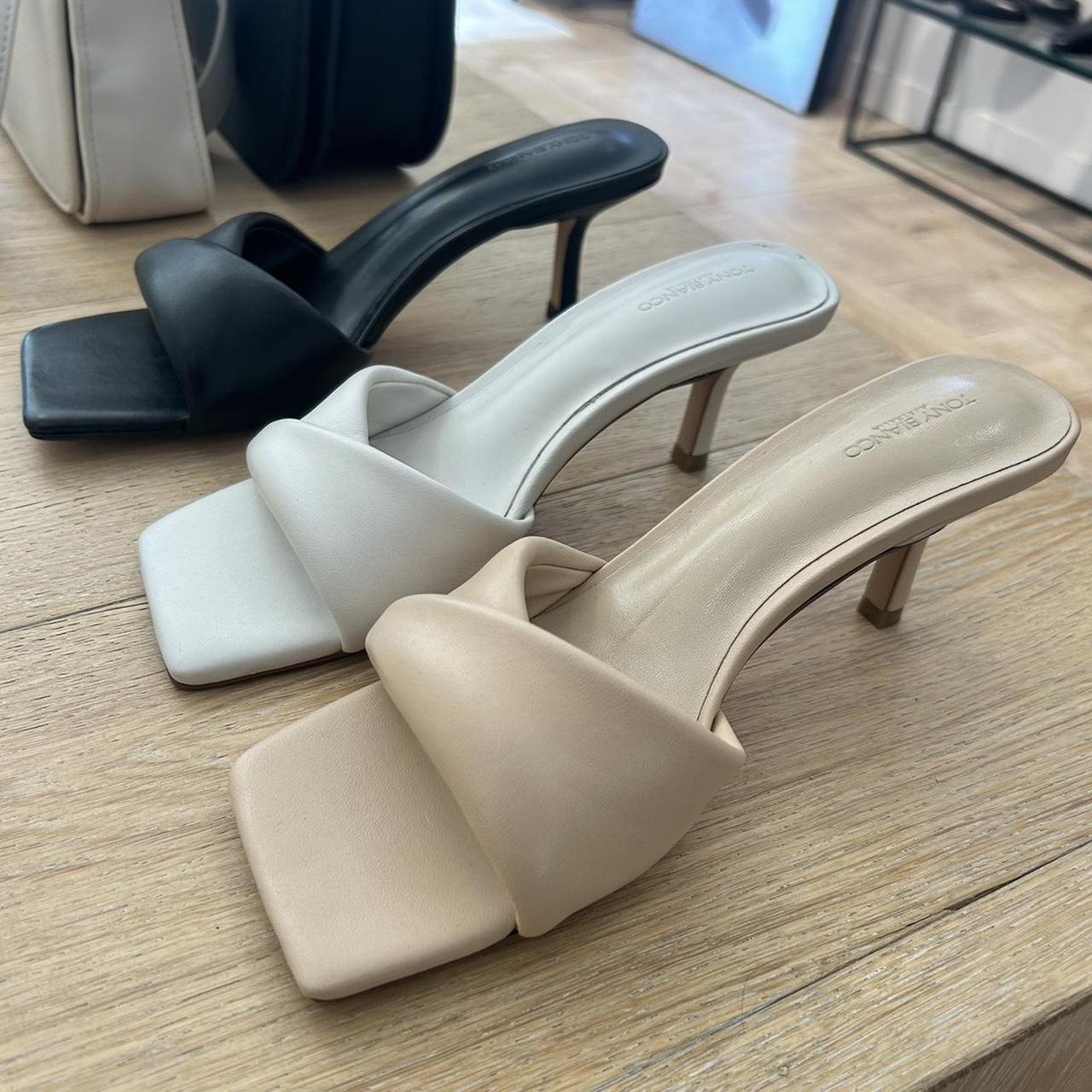 Tony Bianco Alexa Sandals Beige Nappa Leather Crossover Square Toe