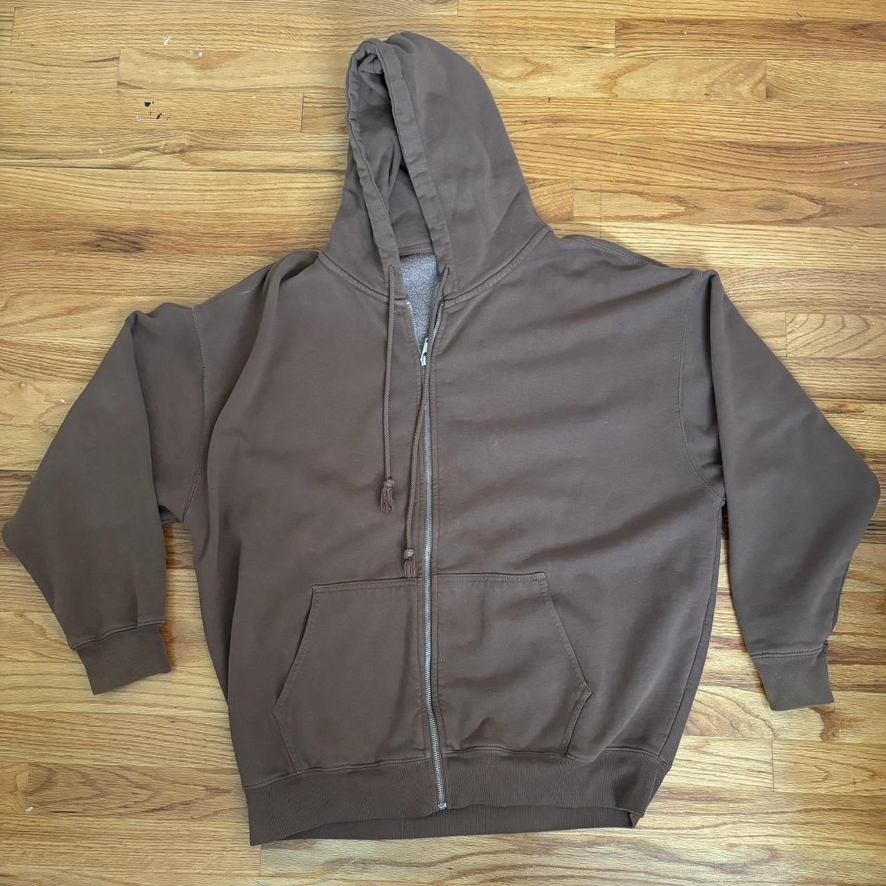 Brandy Melville Brown zip up hoodie worn a few... Depop